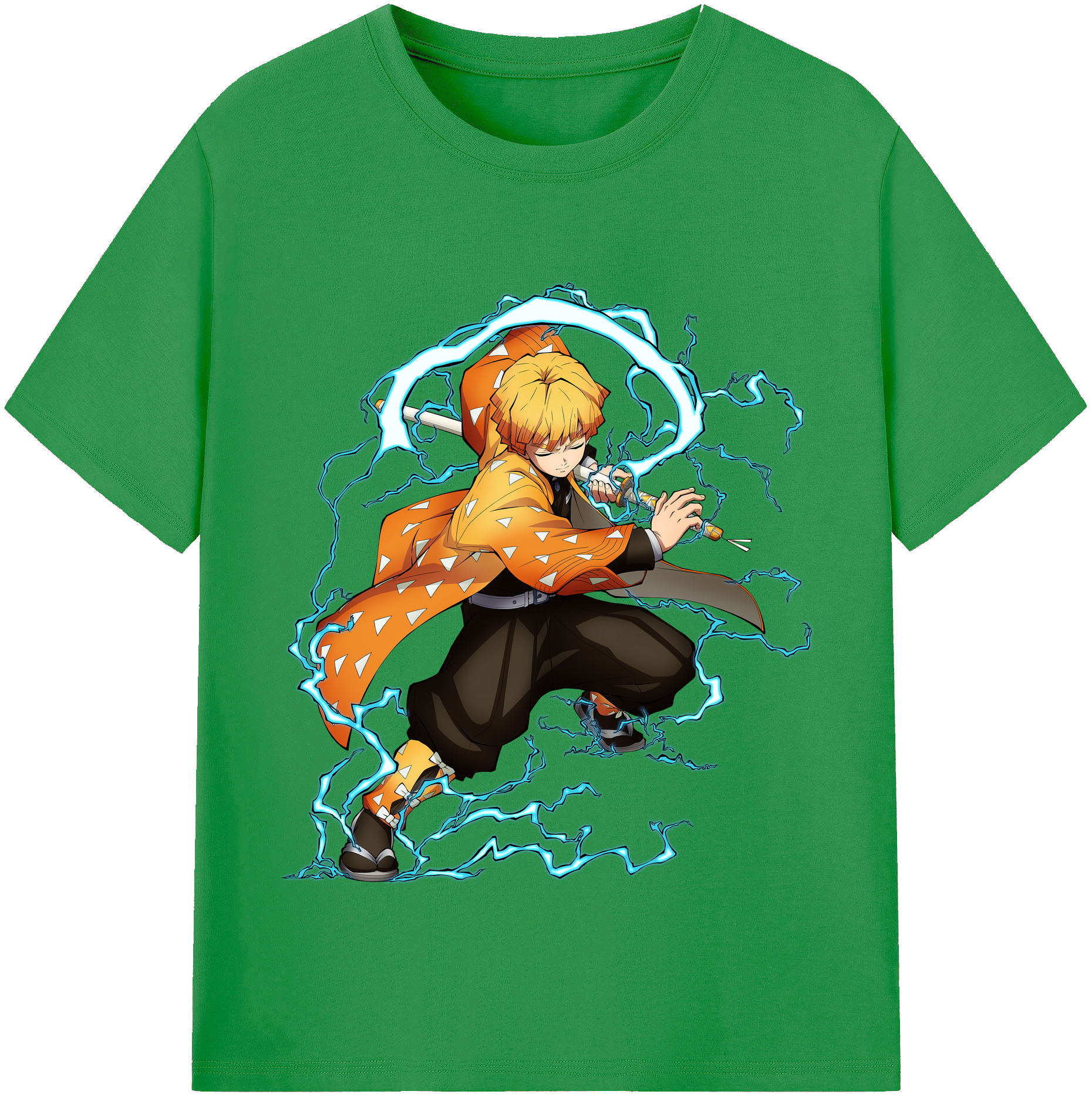（画像用） 鬼滅の刃（きめつのやいば）我妻 善逸／あがつま ぜんいつ Agatsuma Zenitsu レディースカジュアルプリントTシャツ（綿100％）