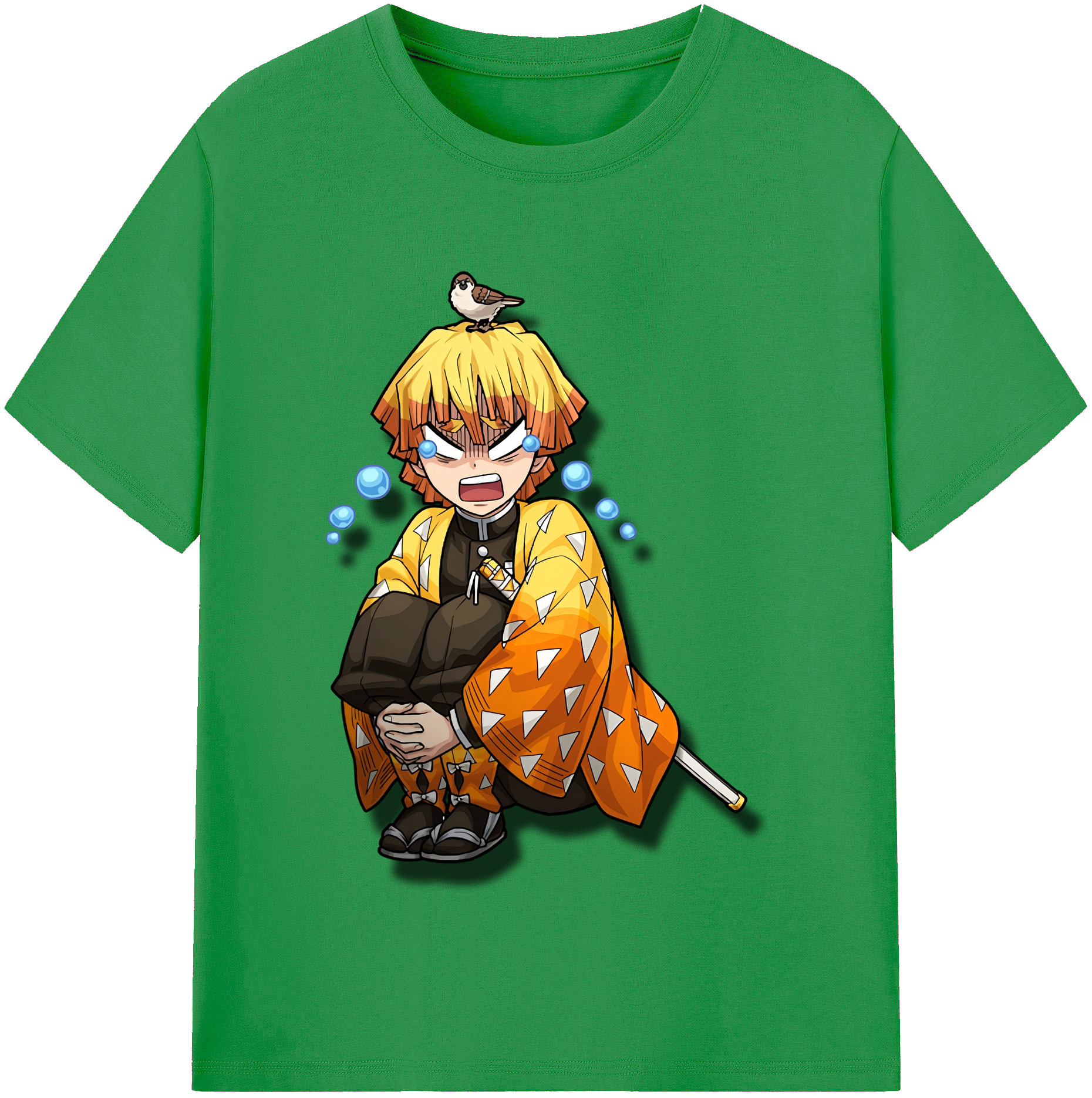 （画像用） 鬼滅の刃（きめつのやいば）我妻 善逸／あがつま ぜんいつ Agatsuma Zenitsu レディースカジュアルプリントTシャツ（綿100％）