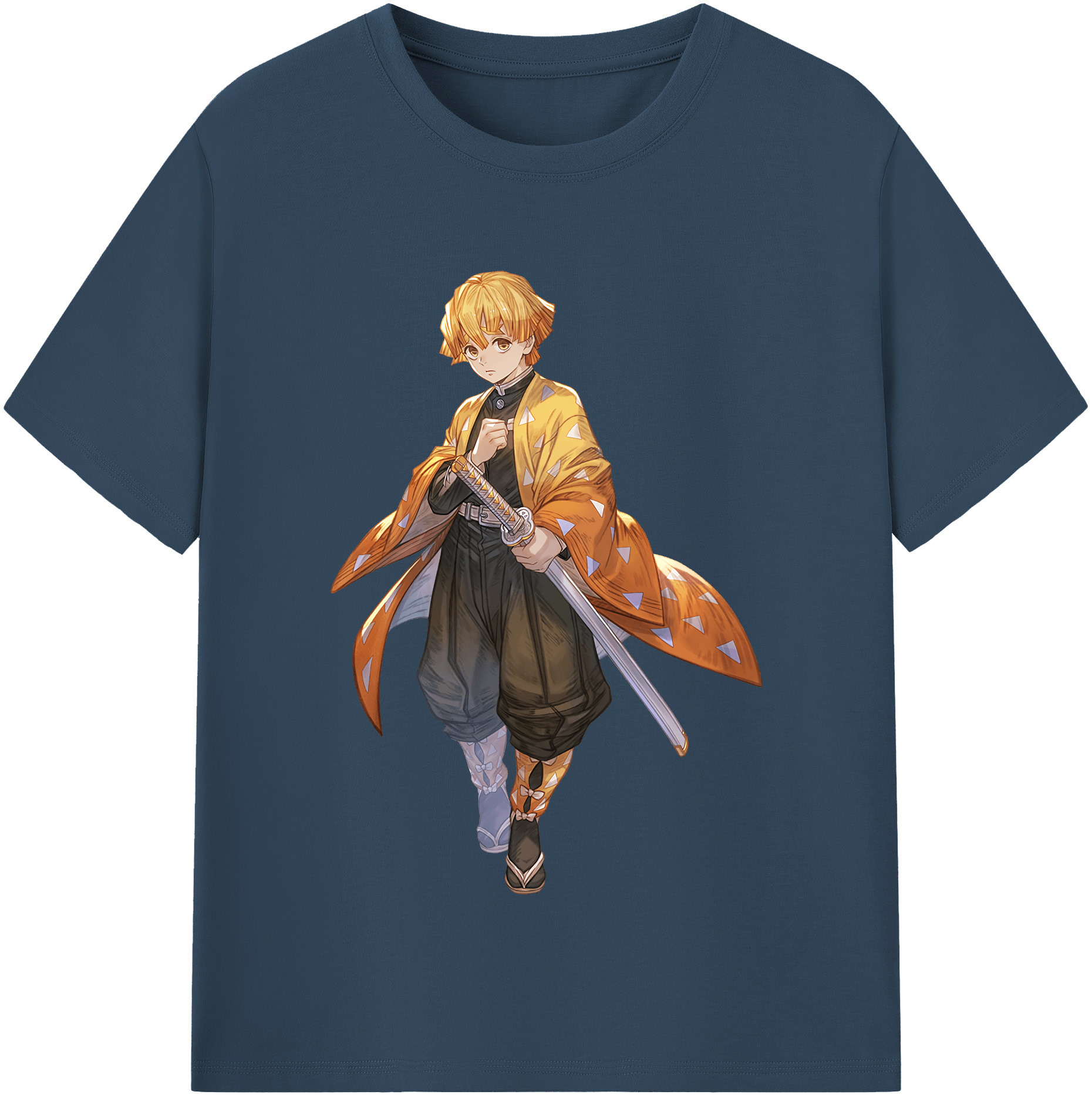 （画像用） 鬼滅の刃（きめつのやいば）我妻 善逸／あがつま ぜんいつ Agatsuma Zenitsu レディースカジュアルプリントTシャツ（綿100％）