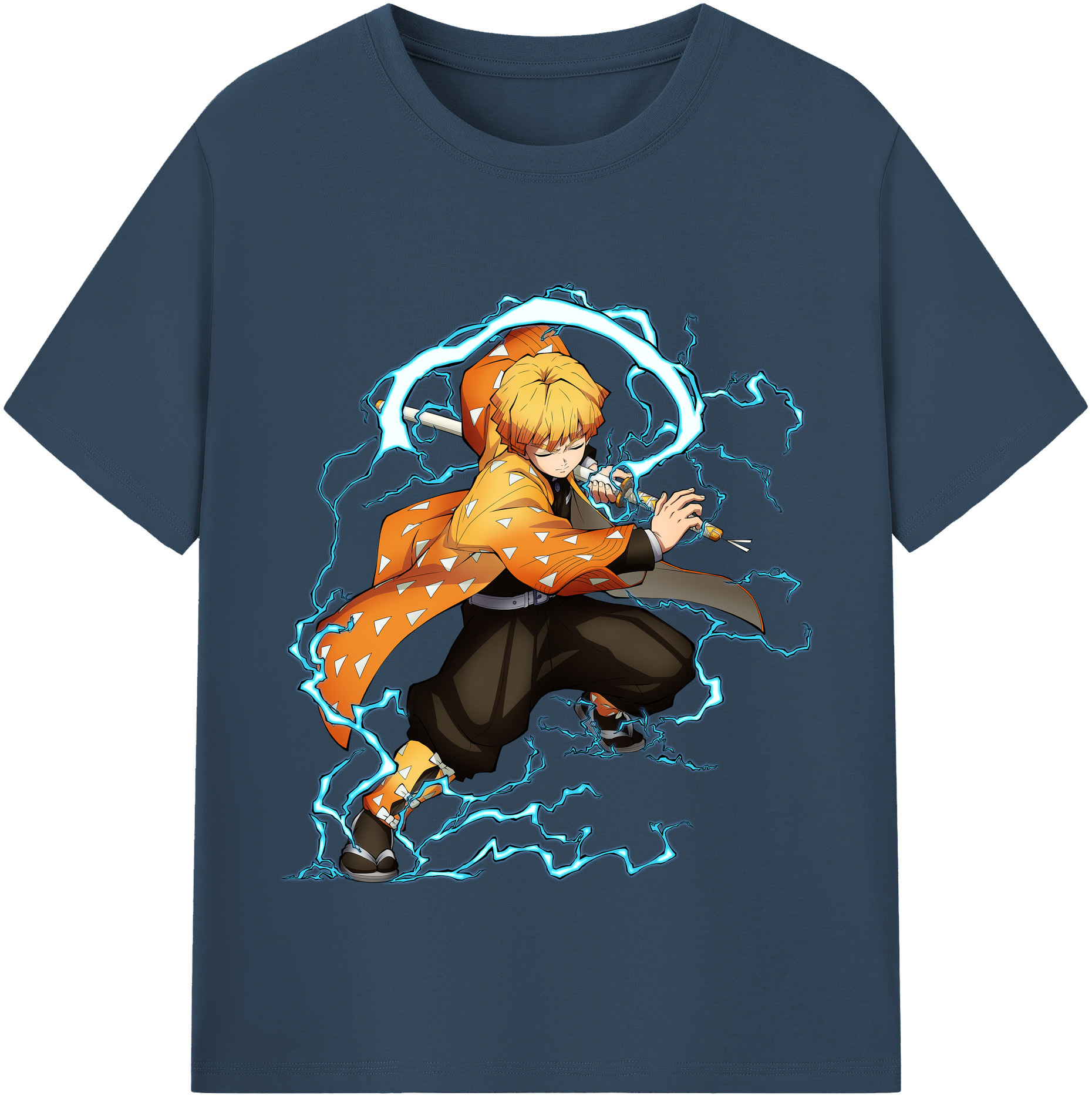 （画像用） 鬼滅の刃（きめつのやいば）我妻 善逸／あがつま ぜんいつ Agatsuma Zenitsu レディースカジュアルプリントTシャツ（綿100％）