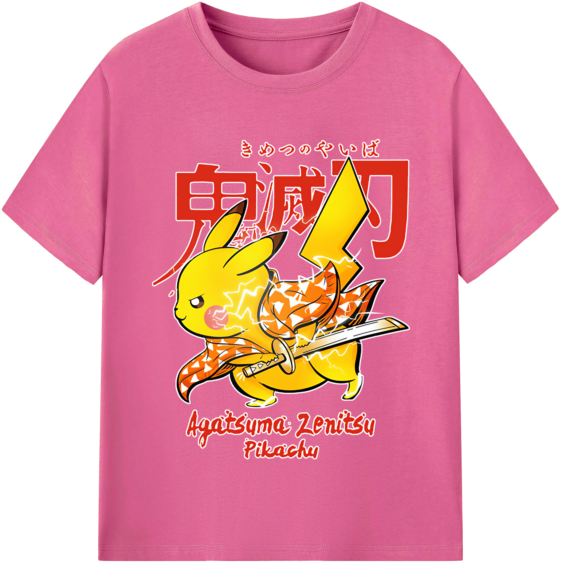 （画像用） 鬼滅の刃（きめつのやいば）我妻 善逸／あがつま ぜんいつ Agatsuma Zenitsu レディースカジュアルプリントTシャツ（綿100％）