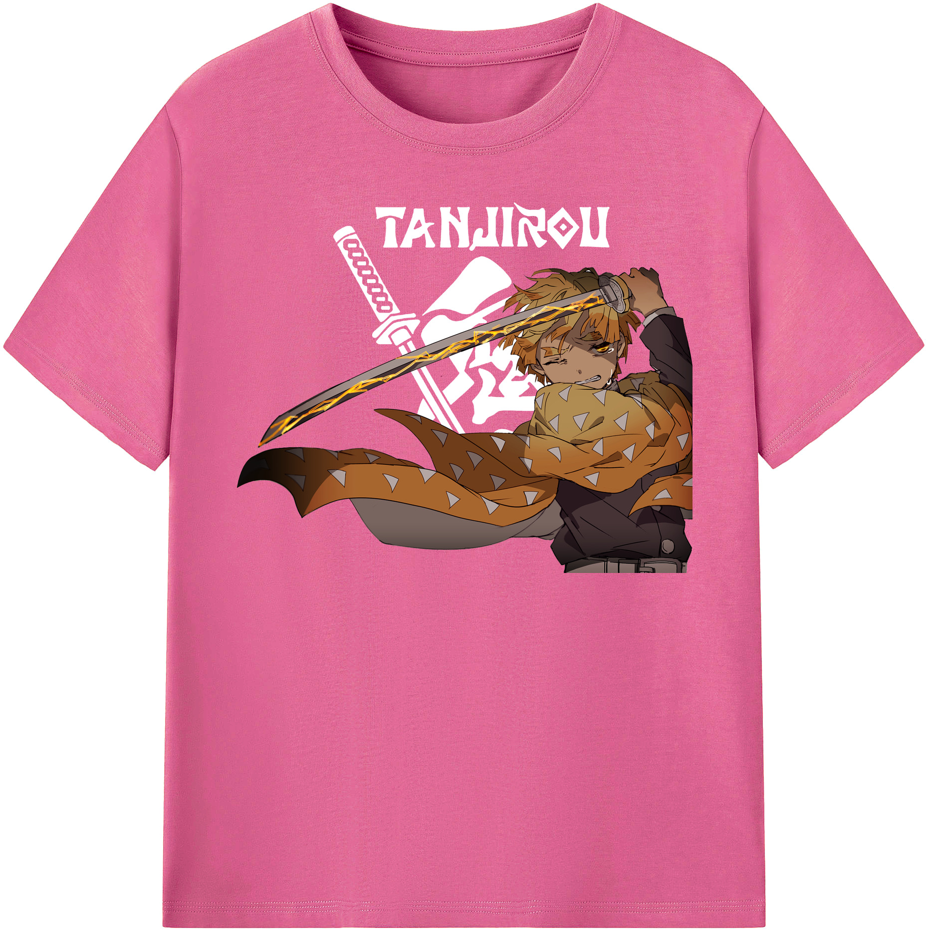 （画像用） 鬼滅の刃（きめつのやいば）我妻 善逸／あがつま ぜんいつ Agatsuma Zenitsu レディースカジュアルプリントTシャツ（綿100％）