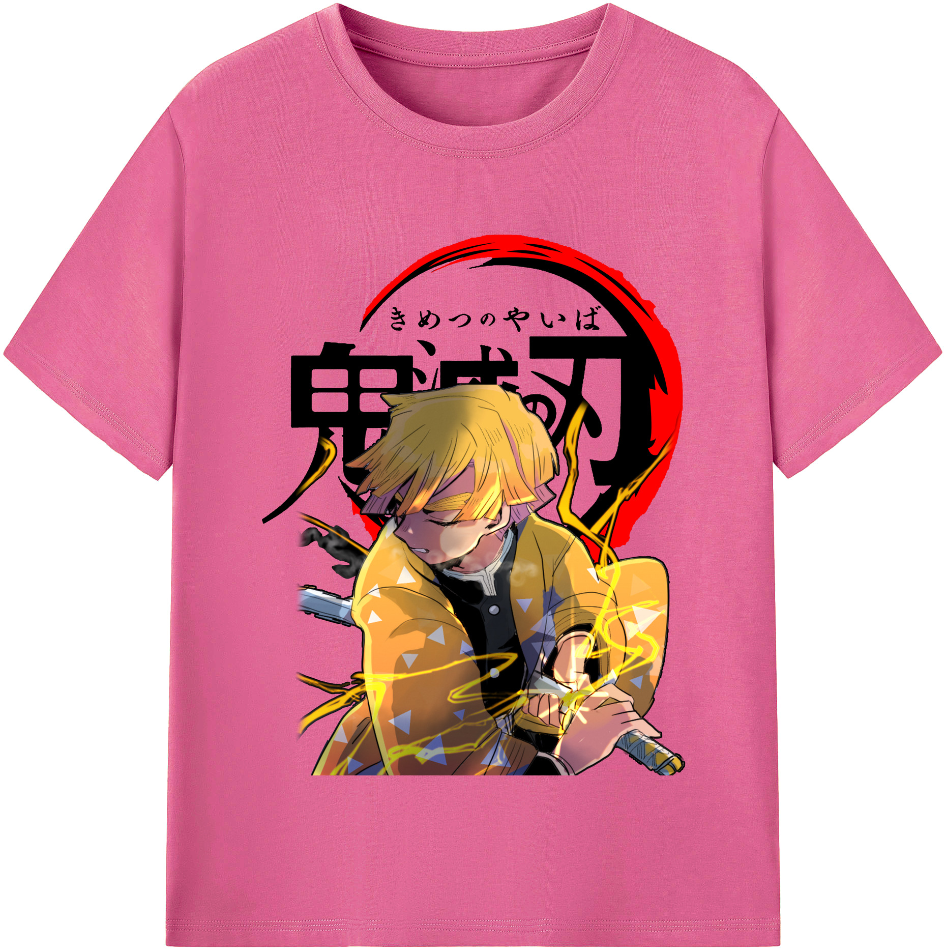 （画像用） 鬼滅の刃（きめつのやいば）我妻 善逸／あがつま ぜんいつ Agatsuma Zenitsu レディースカジュアルプリントTシャツ（綿100％）