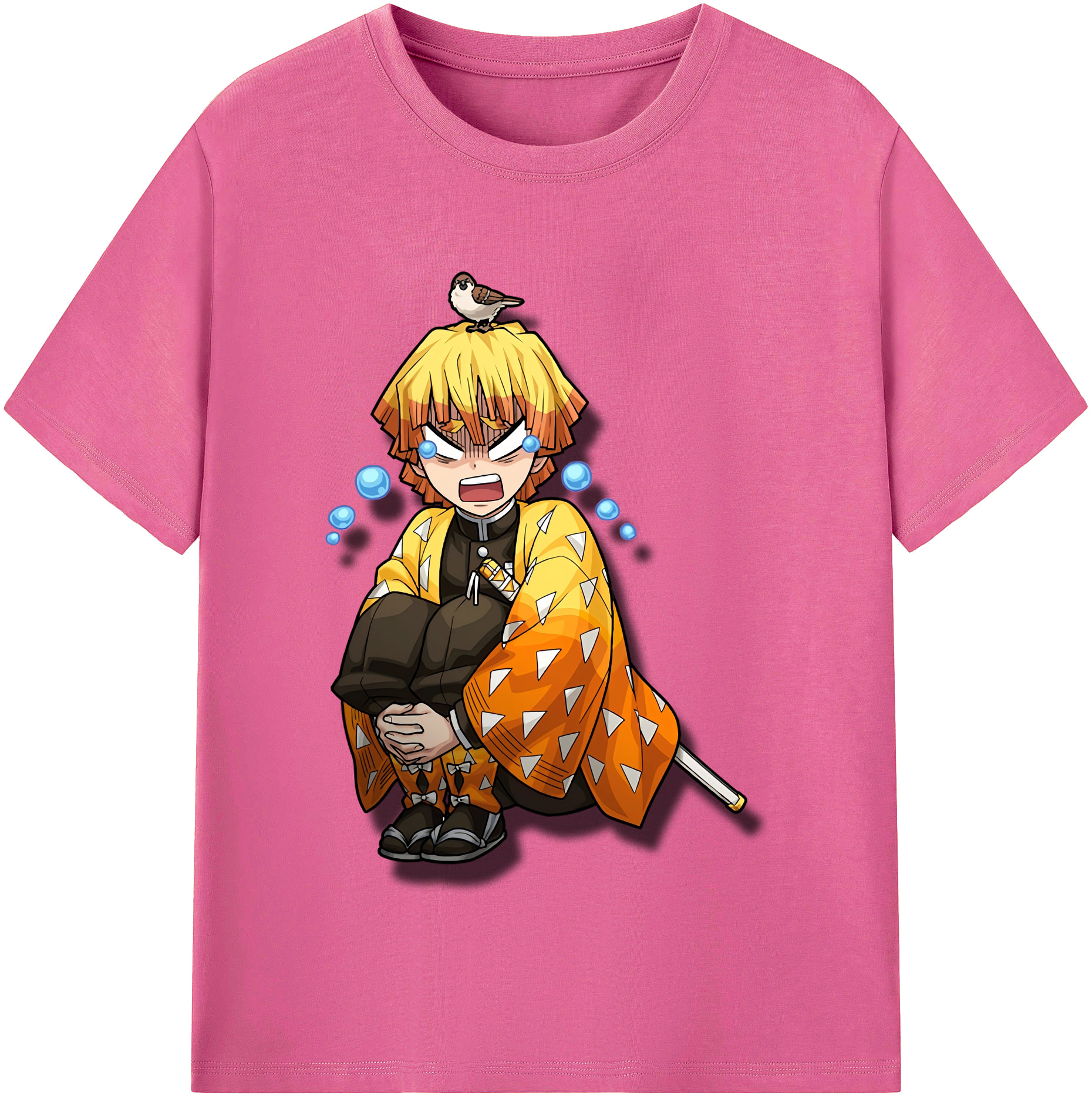 （画像用） 鬼滅の刃（きめつのやいば）我妻 善逸／あがつま ぜんいつ Agatsuma Zenitsu レディースカジュアルプリントTシャツ（綿100％）