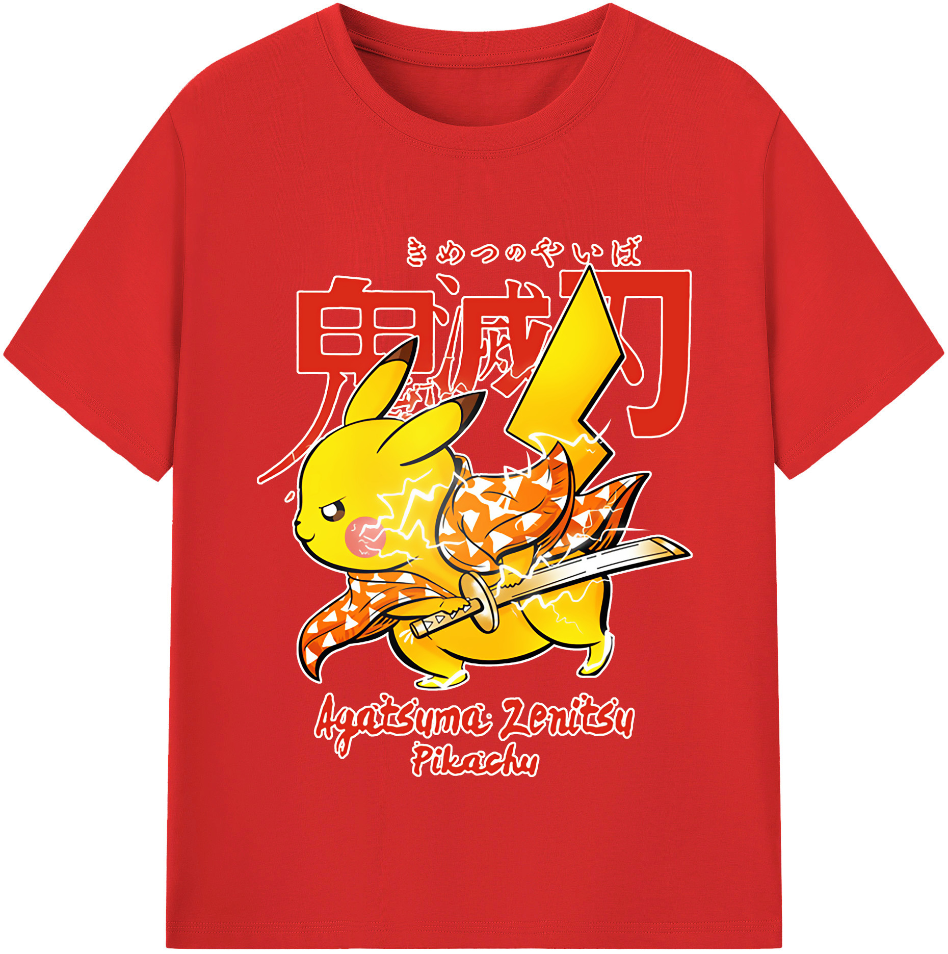 （画像用） 鬼滅の刃（きめつのやいば）我妻 善逸／あがつま ぜんいつ Agatsuma Zenitsu レディースカジュアルプリントTシャツ（綿100％）