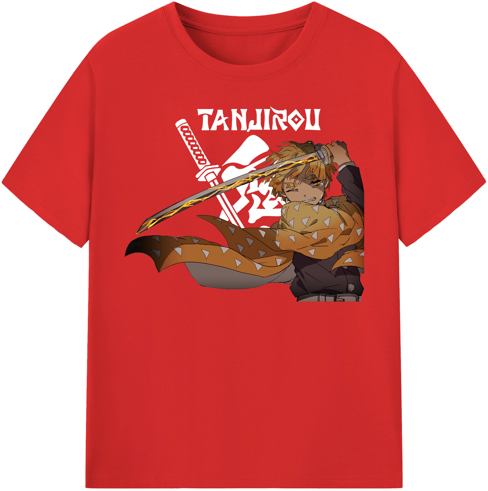 （画像用） 鬼滅の刃（きめつのやいば）我妻 善逸／あがつま ぜんいつ Agatsuma Zenitsu レディースカジュアルプリントTシャツ（綿100％）