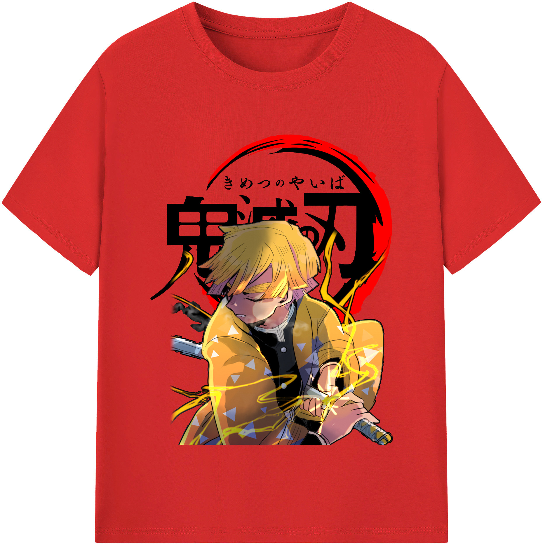 （画像用） 鬼滅の刃（きめつのやいば）我妻 善逸／あがつま ぜんいつ Agatsuma Zenitsu レディースカジュアルプリントTシャツ（綿100％）