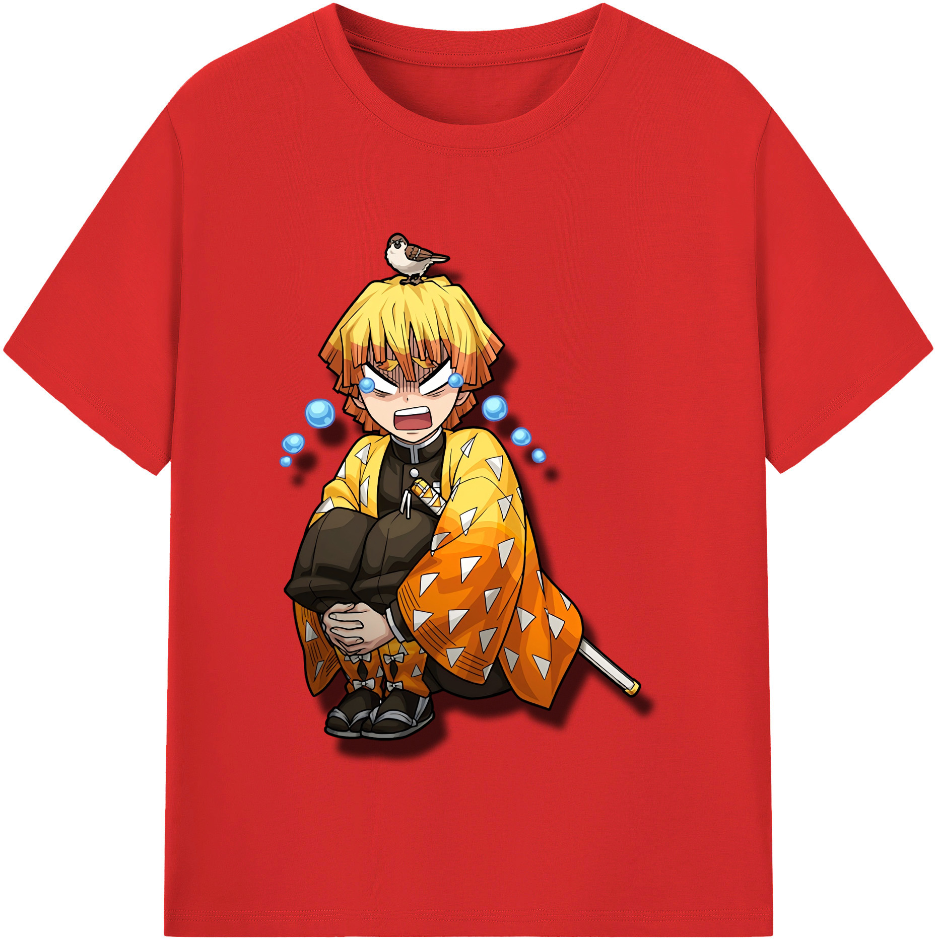 （画像用） 鬼滅の刃（きめつのやいば）我妻 善逸／あがつま ぜんいつ Agatsuma Zenitsu レディースカジュアルプリントTシャツ（綿100％）
