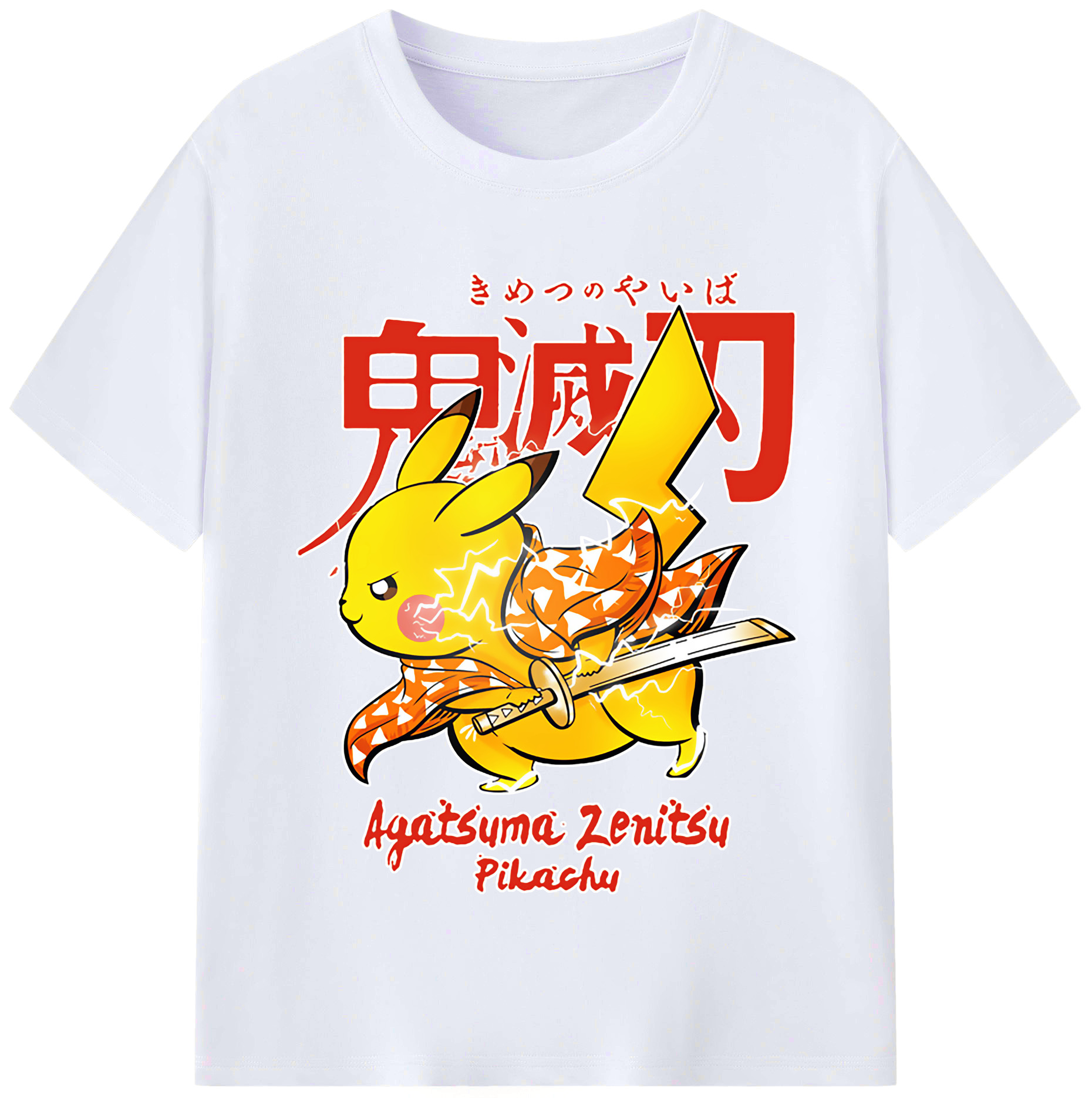 （画像用） 鬼滅の刃（きめつのやいば）我妻 善逸／あがつま ぜんいつ Agatsuma Zenitsu レディースカジュアルプリントTシャツ（綿100％）