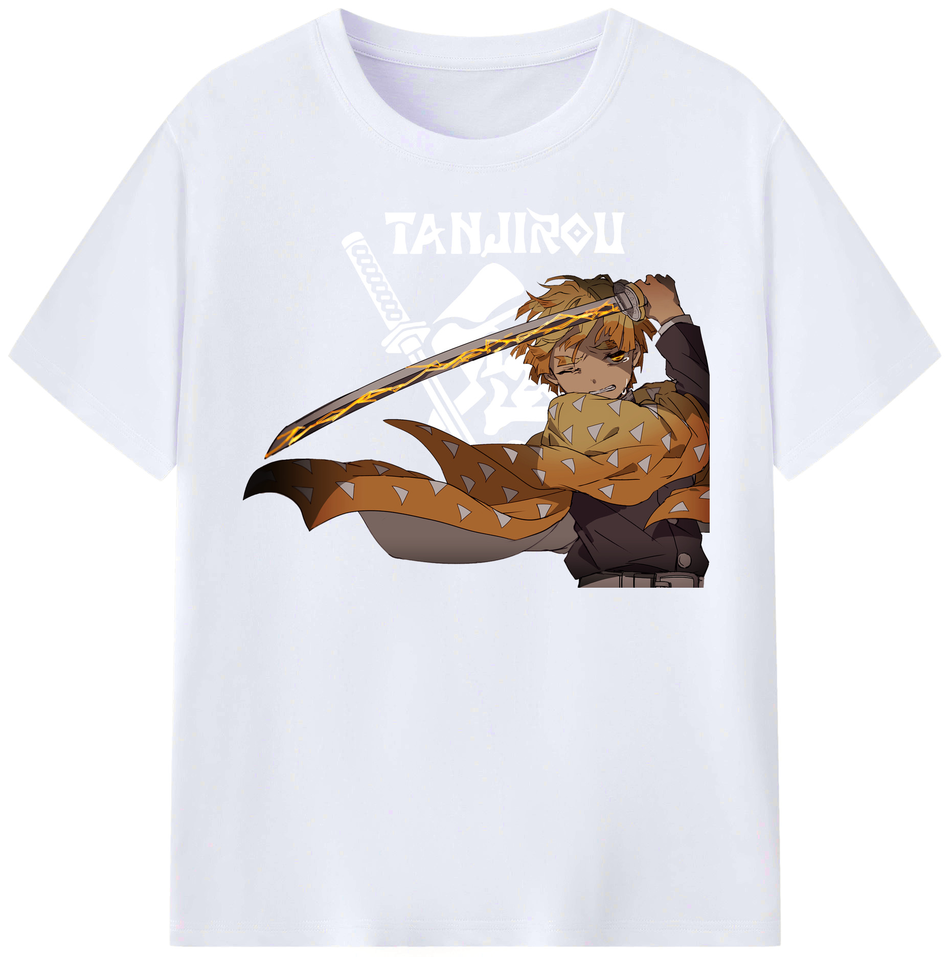 （画像用） 鬼滅の刃（きめつのやいば）我妻 善逸／あがつま ぜんいつ Agatsuma Zenitsu レディースカジュアルプリントTシャツ（綿100％）