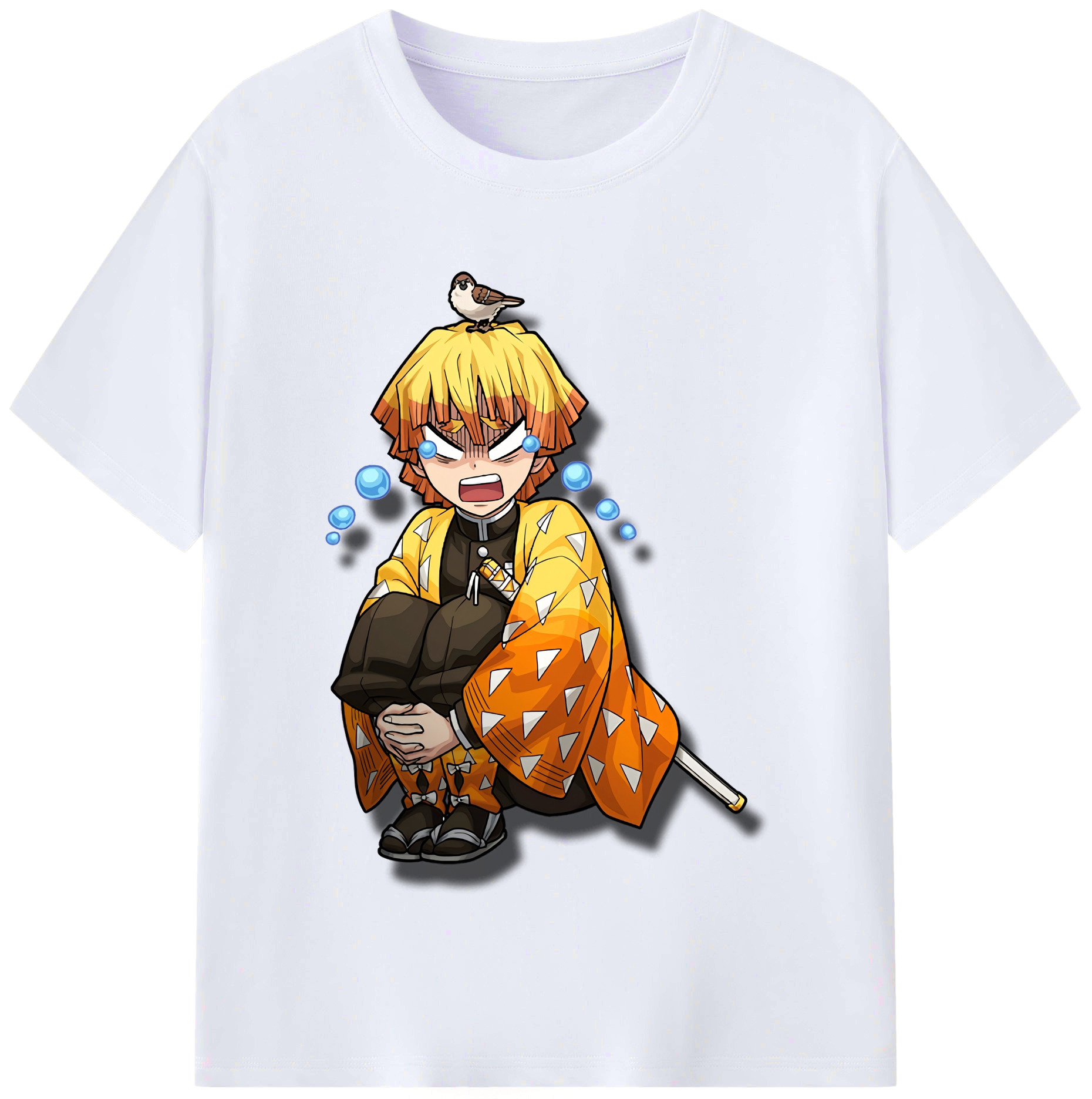 （画像用） 鬼滅の刃（きめつのやいば）我妻 善逸／あがつま ぜんいつ Agatsuma Zenitsu レディースカジュアルプリントTシャツ（綿100％）