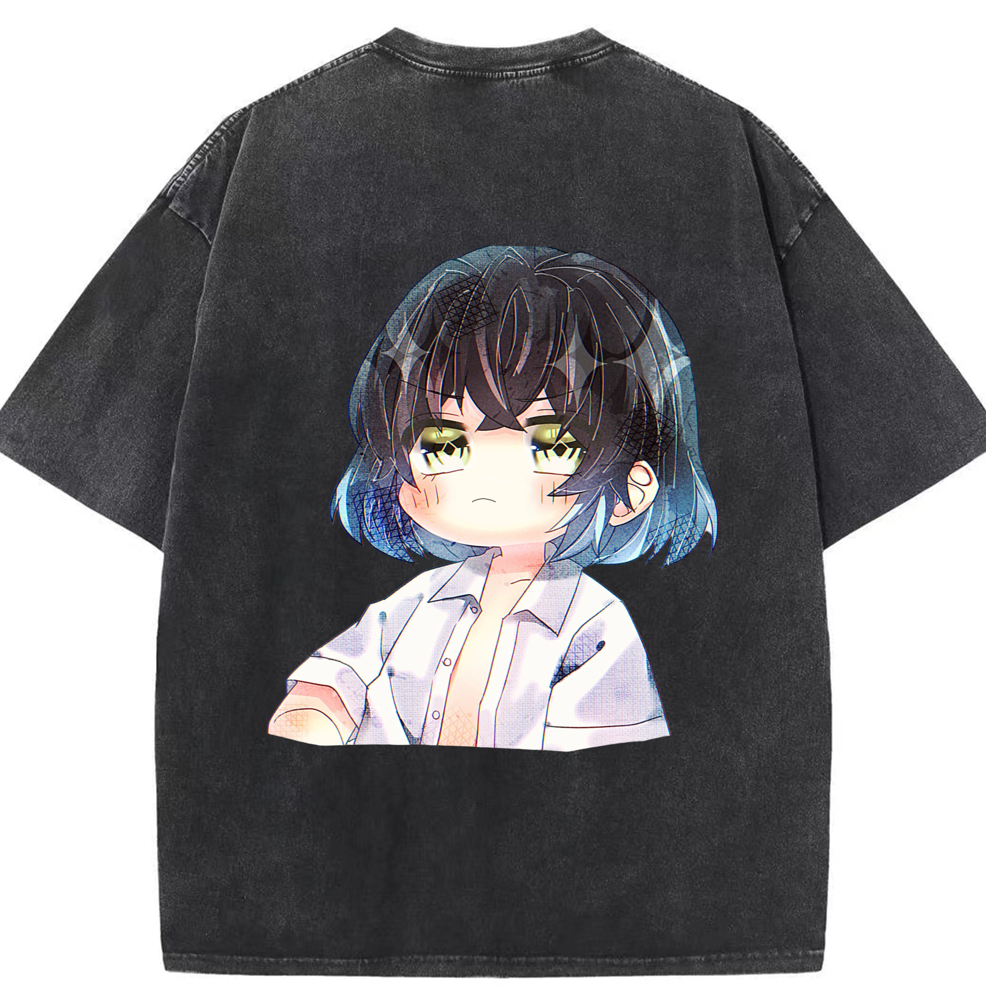 （画像用） 鬼滅の刃（きめつのやいば）嘴平 伊之助／はしびら いのすけ Hashibira Inosuke 綿100% ヴィンテージ風 半袖Tシャツ（背面プリント）