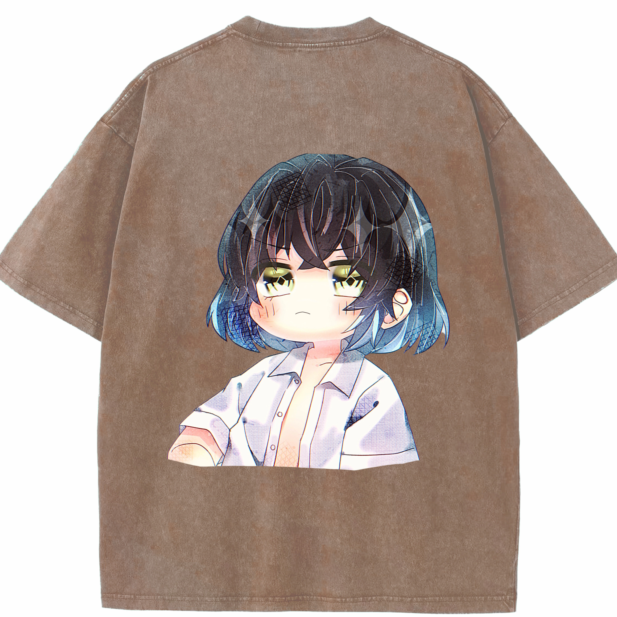 （画像用） 鬼滅の刃（きめつのやいば）嘴平 伊之助／はしびら いのすけ Hashibira Inosuke 綿100% ヴィンテージ風 半袖Tシャツ（背面プリント）
