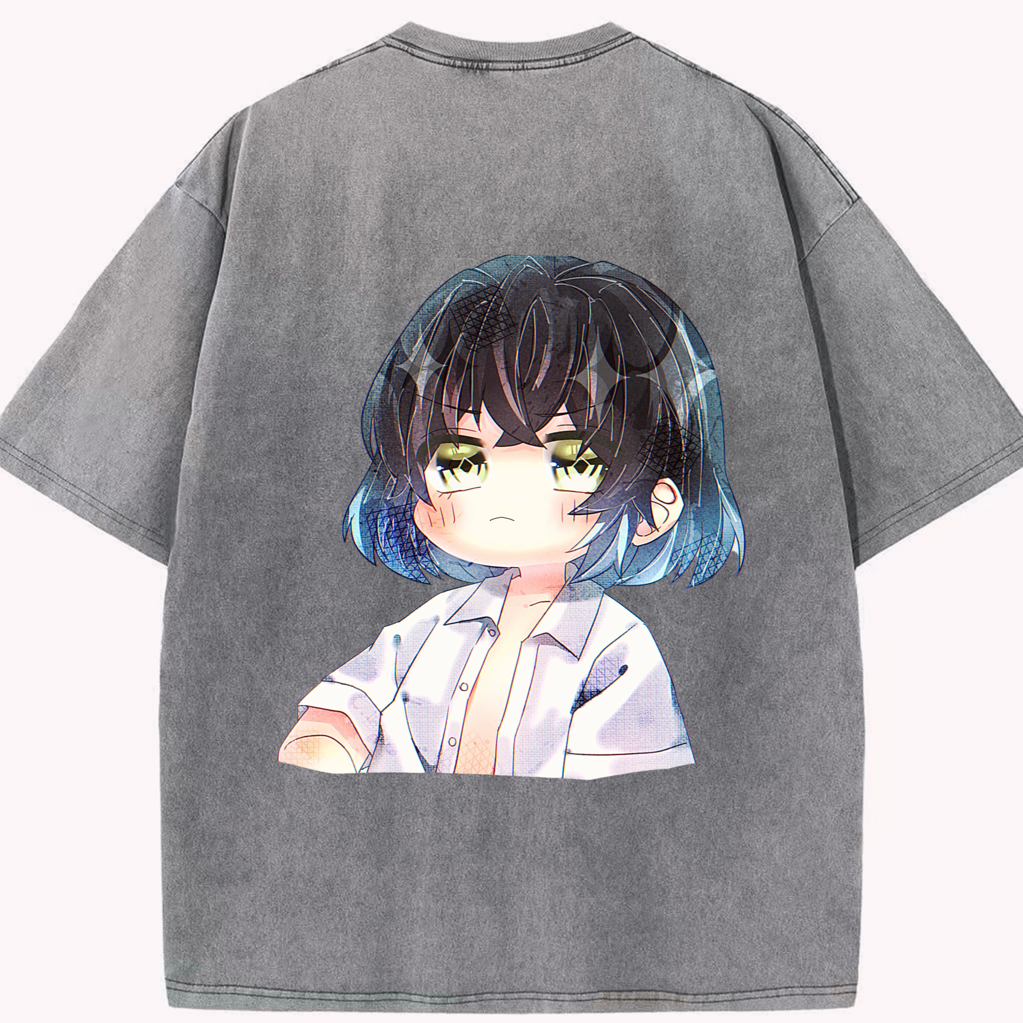 （画像用） 鬼滅の刃（きめつのやいば）嘴平 伊之助／はしびら いのすけ Hashibira Inosuke 綿100% ヴィンテージ風 半袖Tシャツ（背面プリント）