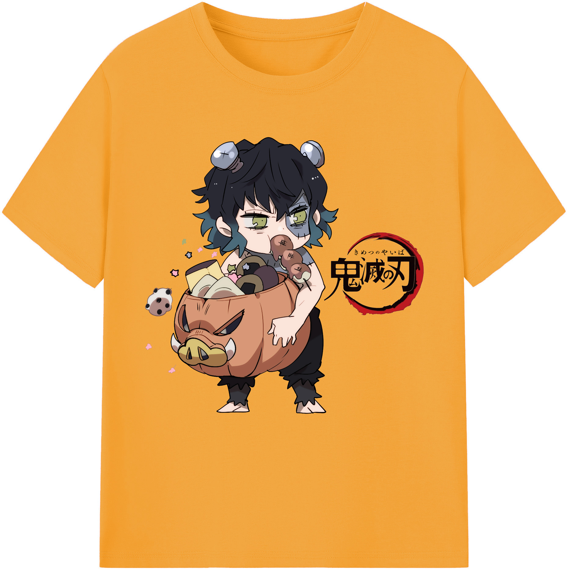 （画像用） 鬼滅の刃（きめつのやいば）嘴平 伊之助／はしびら いのすけ Hashibira Inosuke レディースカジュアルプリントTシャツ（綿100％）