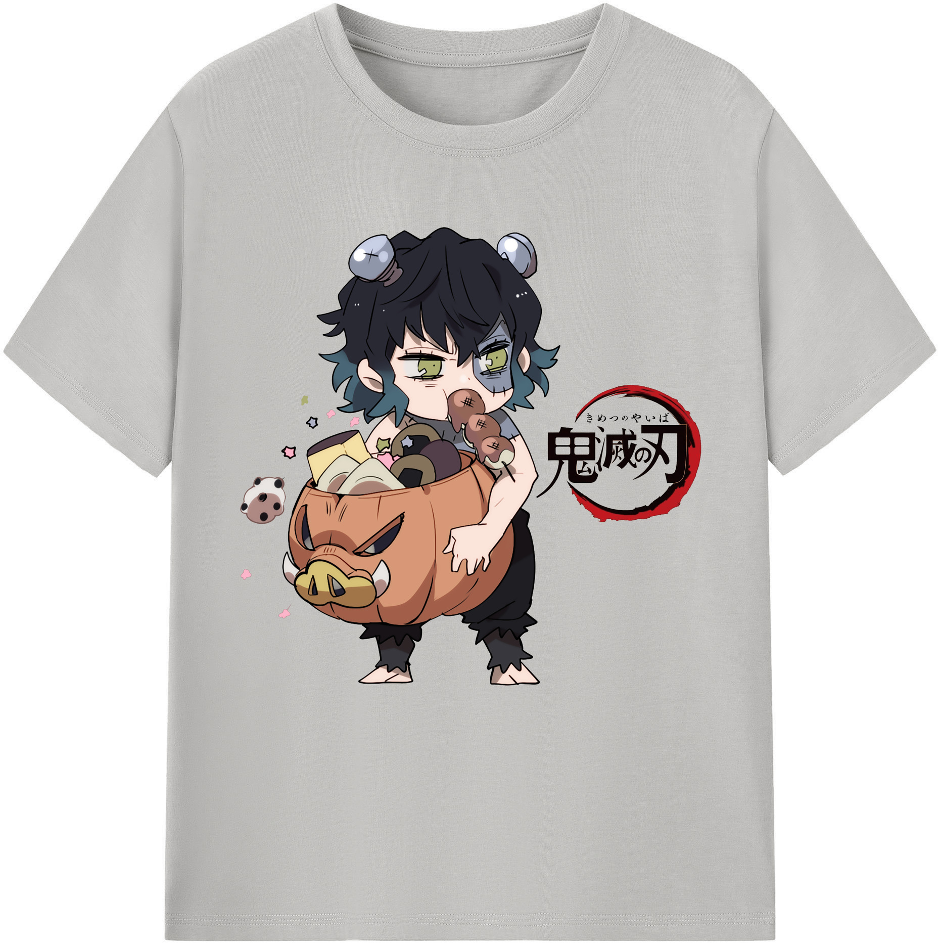 （画像用） 鬼滅の刃（きめつのやいば）嘴平 伊之助／はしびら いのすけ Hashibira Inosuke レディースカジュアルプリントTシャツ（綿100％）