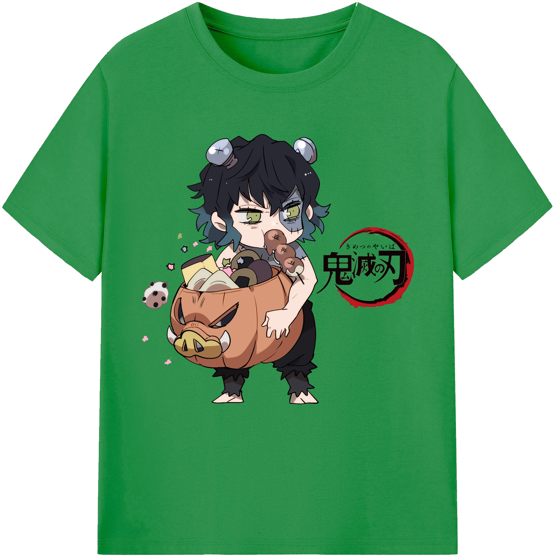（画像用） 鬼滅の刃（きめつのやいば）嘴平 伊之助／はしびら いのすけ Hashibira Inosuke レディースカジュアルプリントTシャツ（綿100％）