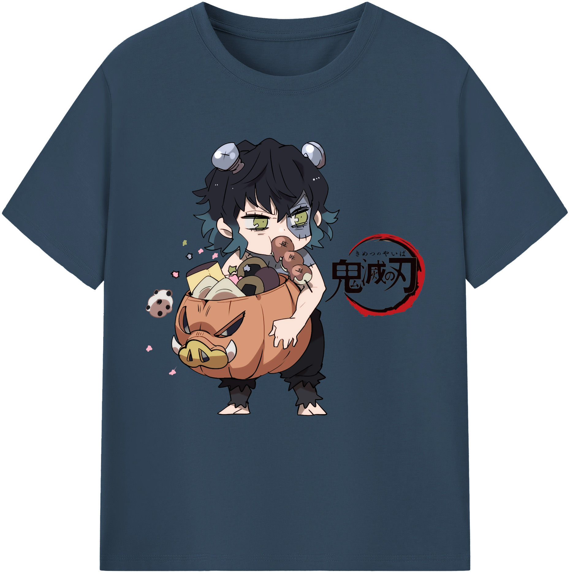 （画像用） 鬼滅の刃（きめつのやいば）嘴平 伊之助／はしびら いのすけ Hashibira Inosuke レディースカジュアルプリントTシャツ（綿100％）
