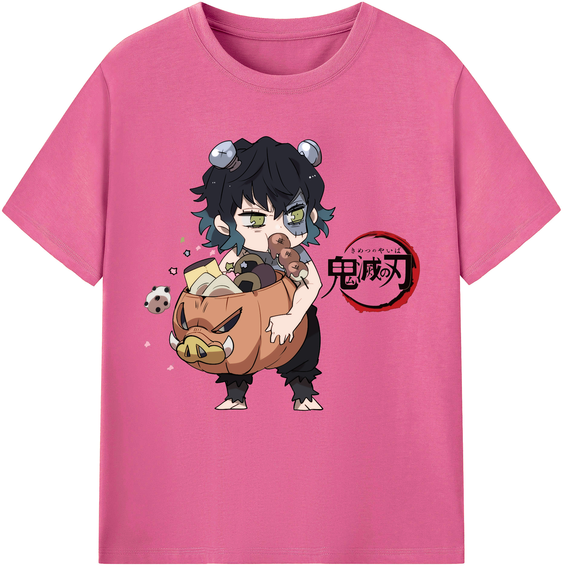 （画像用） 鬼滅の刃（きめつのやいば）嘴平 伊之助／はしびら いのすけ Hashibira Inosuke レディースカジュアルプリントTシャツ（綿100％）