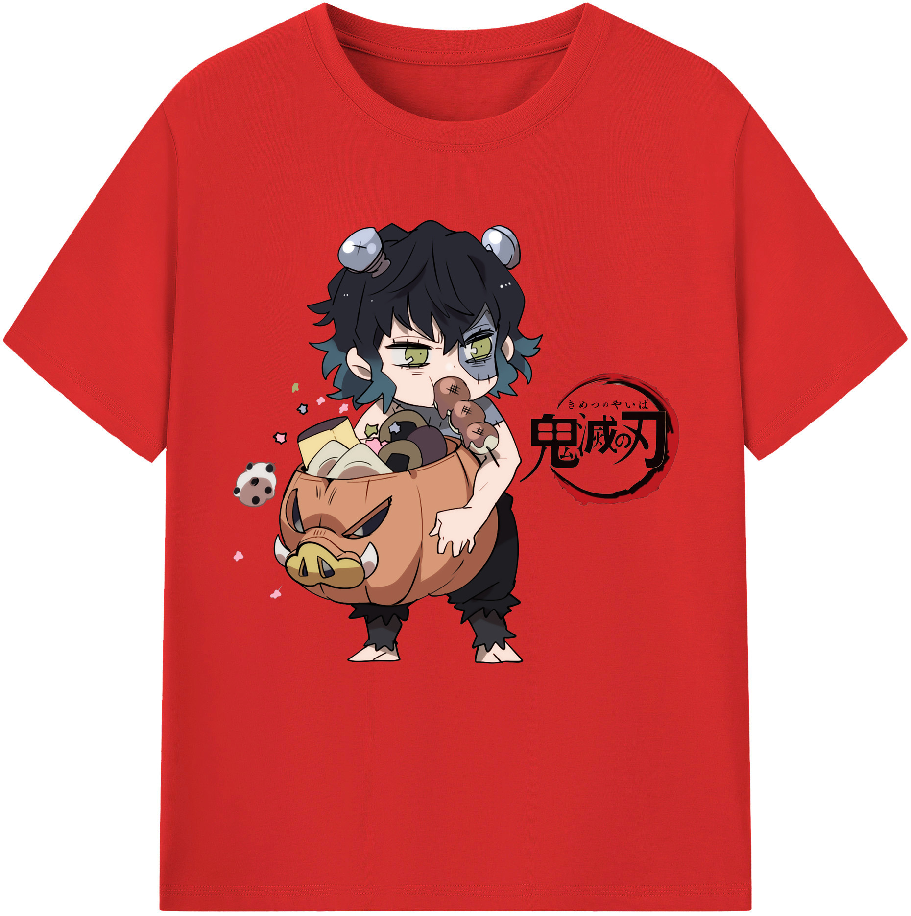 （画像用） 鬼滅の刃（きめつのやいば）嘴平 伊之助／はしびら いのすけ Hashibira Inosuke レディースカジュアルプリントTシャツ（綿100％）