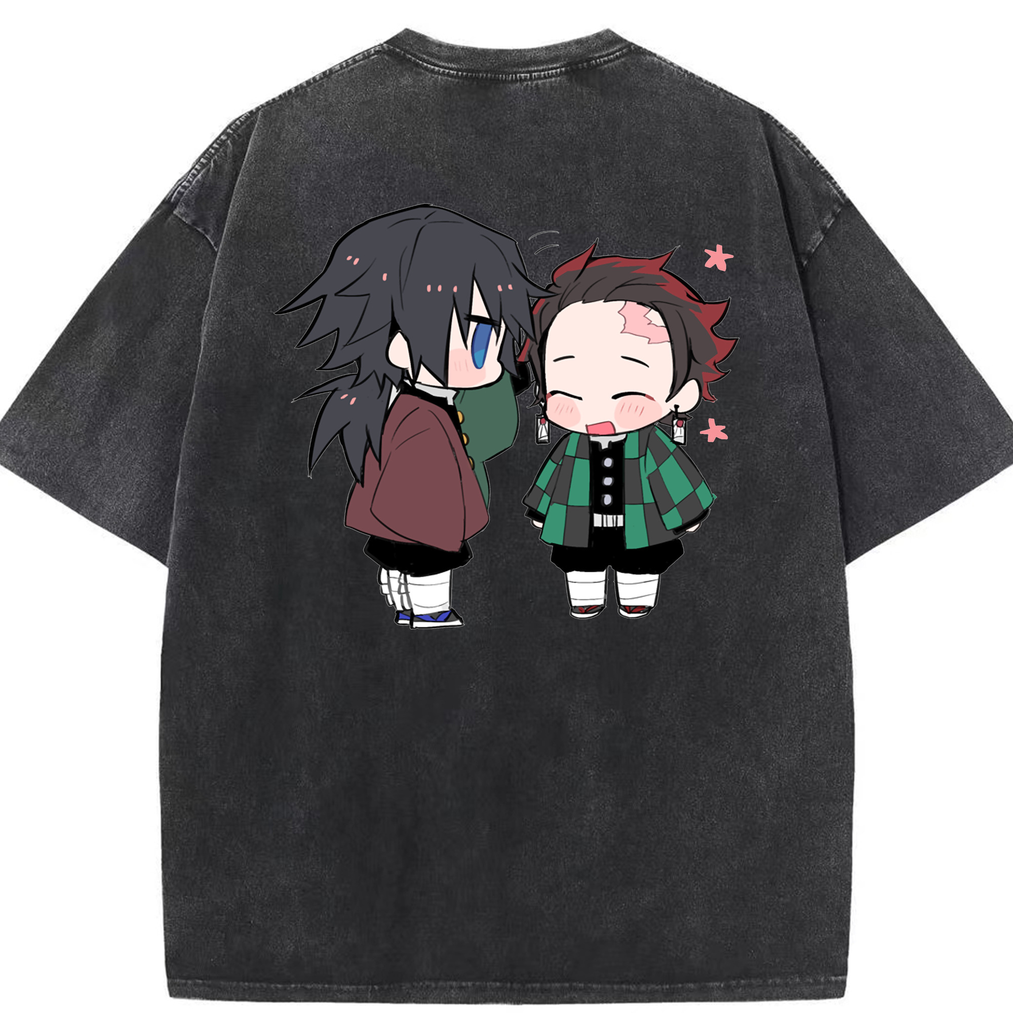 （画像用） 鬼滅の刃（きめつのやいば）水柱-冨岡 義勇／とみおか ぎゆう Tomioka Giyuu 綿100% ヴィンテージ風 半袖Tシャツ（背面プリント）