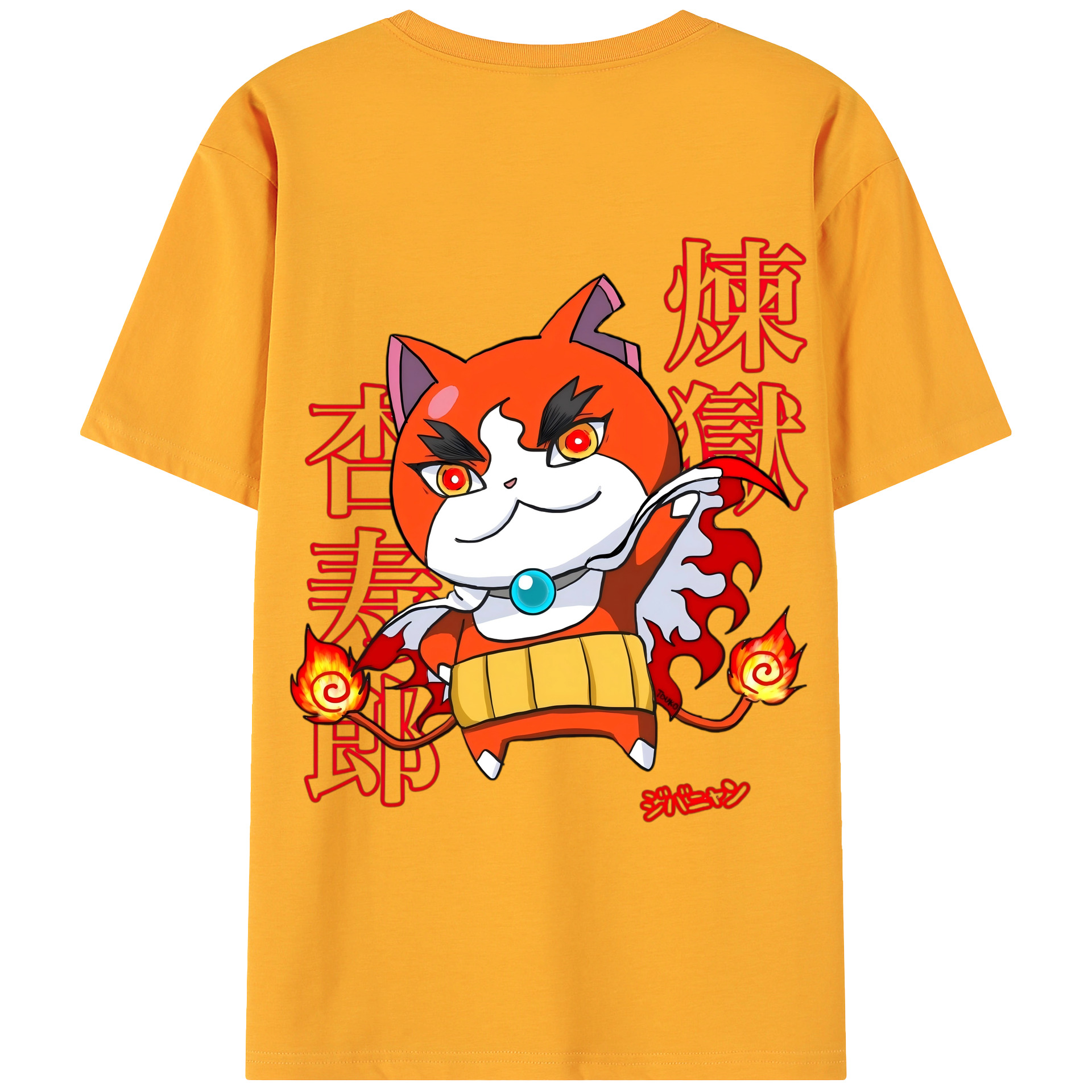 （画像用） 鬼滅の刃（きめつのやいば）炎柱-煉󠄁獄 杏寿郎／れんごく きょうじゅろう Rengoku Kyoujurou 綿100％ メンズ半袖Tシャツ（バックプリント） 通気性