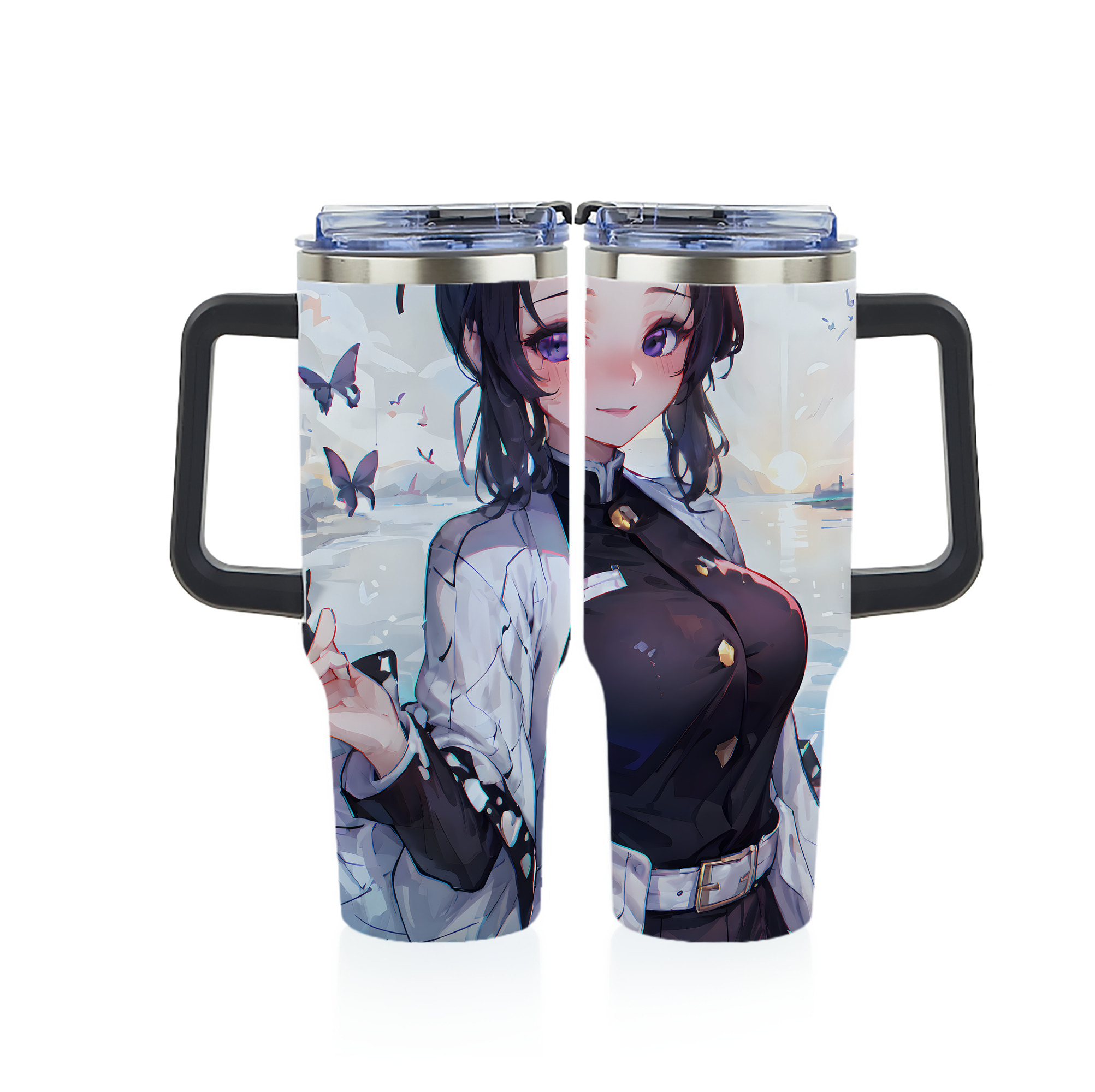 （画像用） 鬼滅の刃（きめつのやいば）蟲柱-胡蝶 しのぶ／こちょう しのぶ Kochou Shinobu 1200ｍLフルプリント車用タンブラー