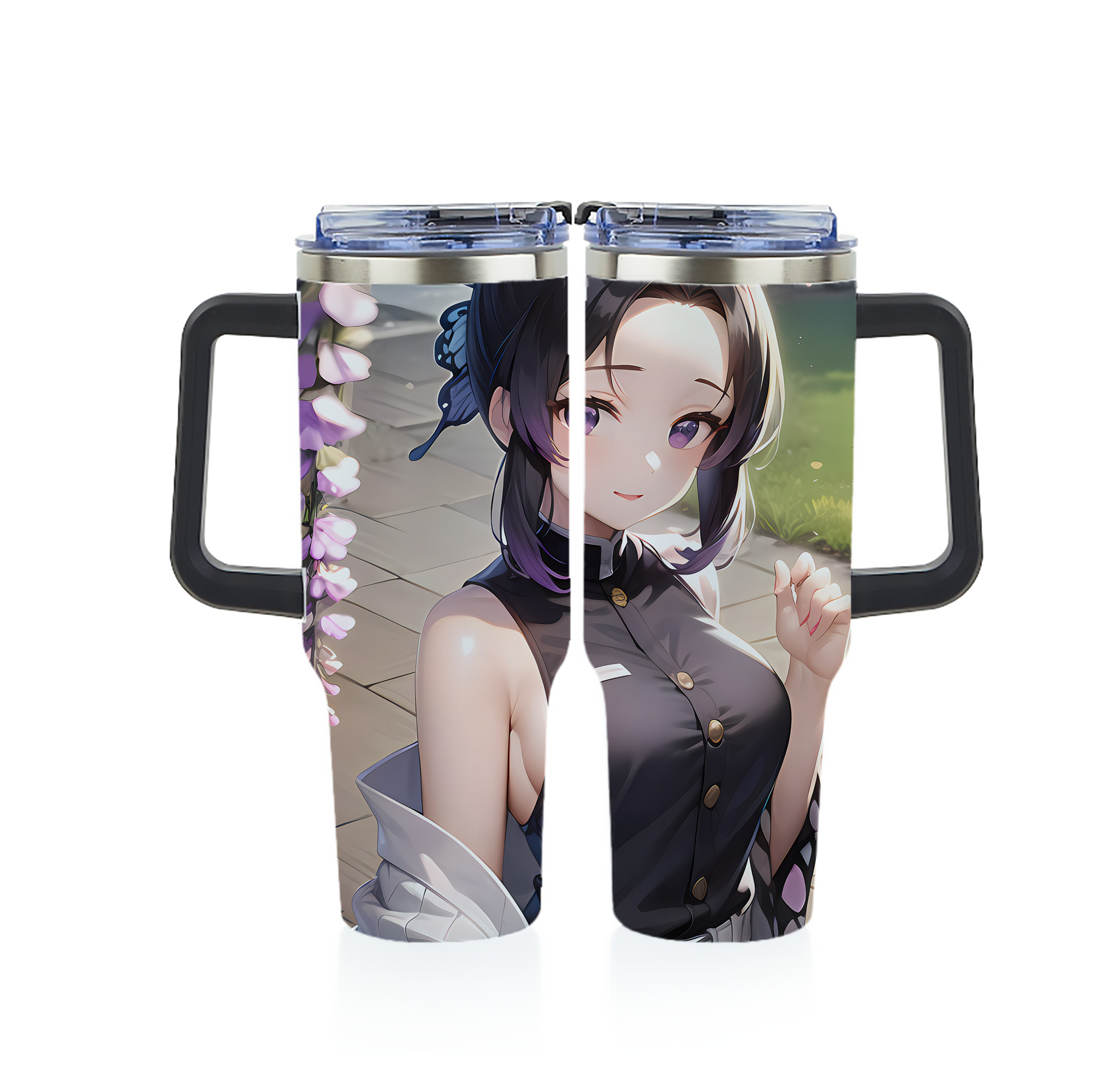 （画像用） 鬼滅の刃（きめつのやいば）蟲柱-胡蝶 しのぶ／こちょう しのぶ Kochou Shinobu 1200ｍLフルプリント車用タンブラー