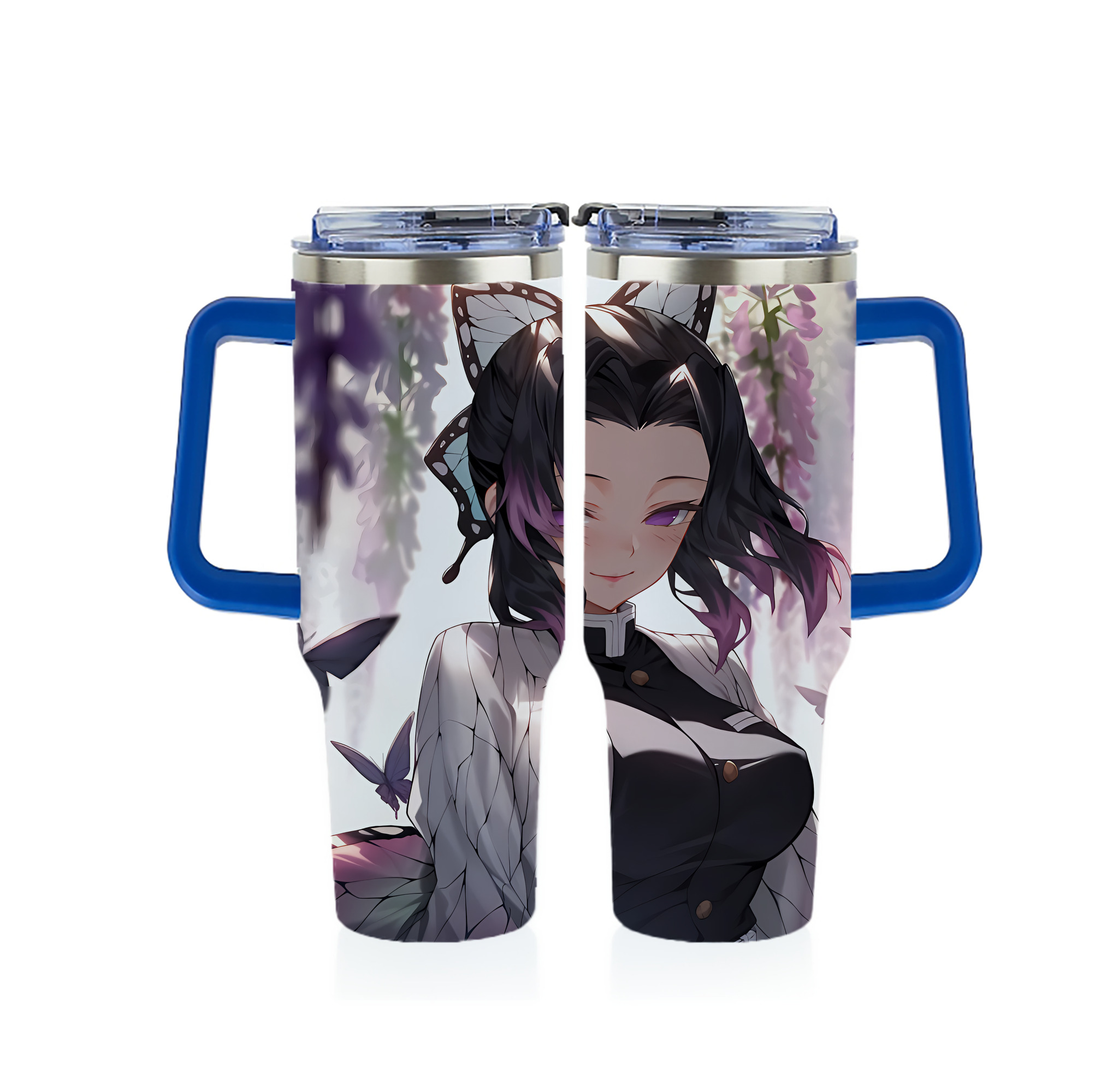 （画像用） 鬼滅の刃（きめつのやいば）蟲柱-胡蝶 しのぶ／こちょう しのぶ Kochou Shinobu 1200ｍLフルプリント車用タンブラー