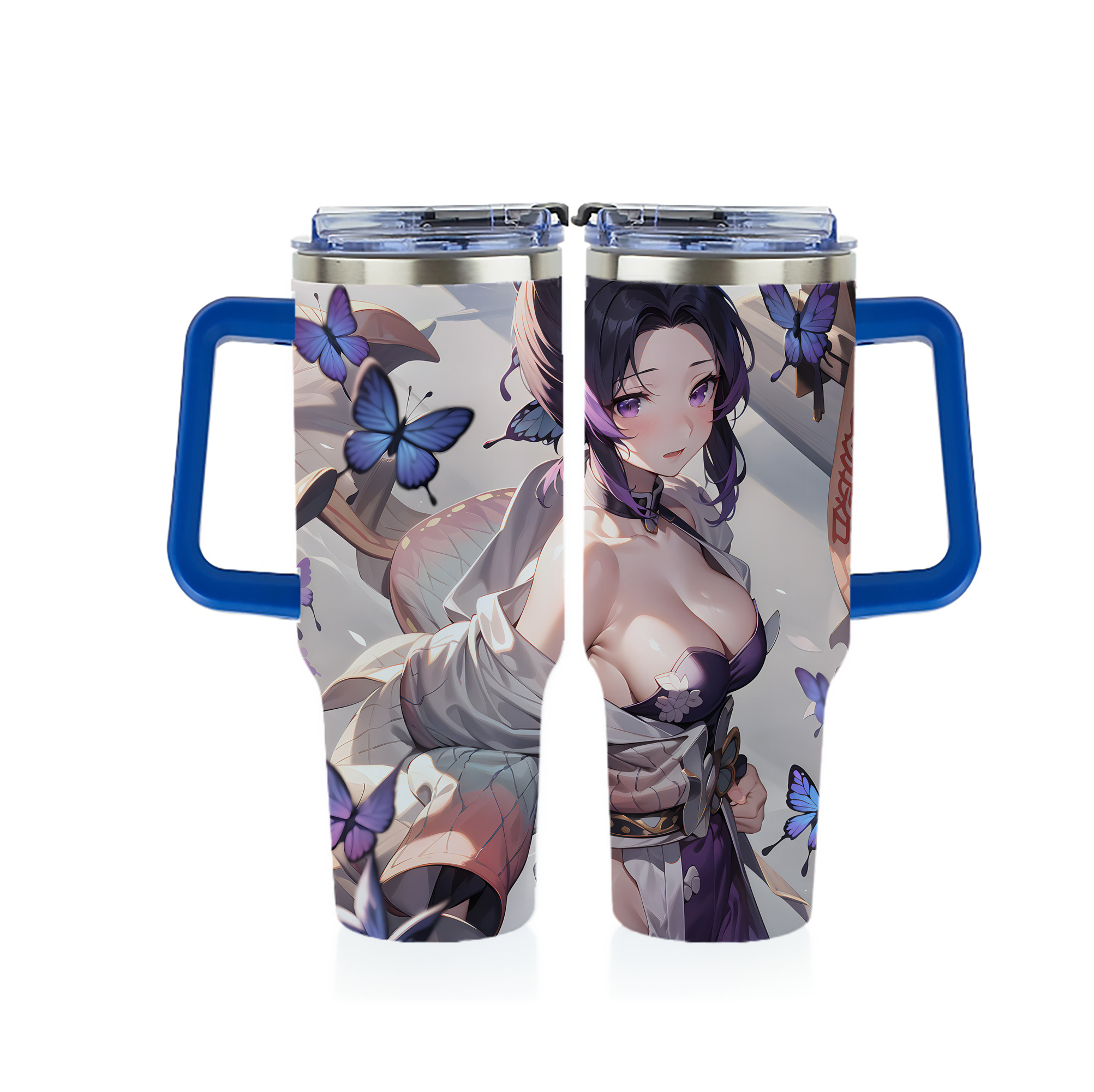 （画像用） 鬼滅の刃（きめつのやいば）蟲柱-胡蝶 しのぶ／こちょう しのぶ Kochou Shinobu 1200ｍLフルプリント車用タンブラー