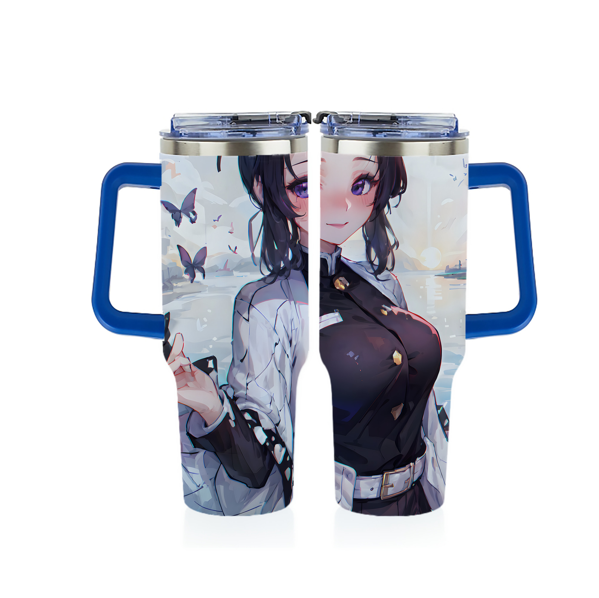 （画像用） 鬼滅の刃（きめつのやいば）蟲柱-胡蝶 しのぶ／こちょう しのぶ Kochou Shinobu 1200ｍLフルプリント車用タンブラー