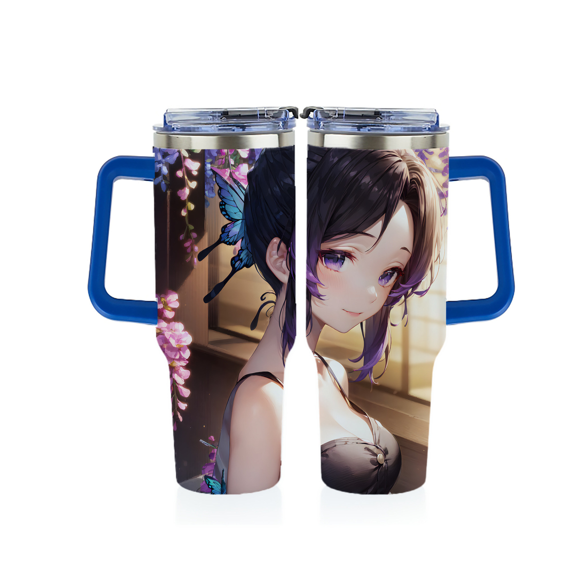 （画像用） 鬼滅の刃（きめつのやいば）蟲柱-胡蝶 しのぶ／こちょう しのぶ Kochou Shinobu 1200ｍLフルプリント車用タンブラー