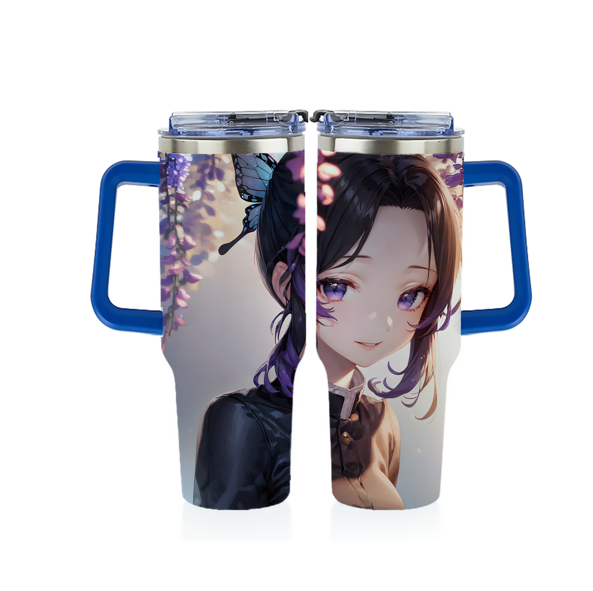 （画像用） 鬼滅の刃（きめつのやいば）蟲柱-胡蝶 しのぶ／こちょう しのぶ Kochou Shinobu 1200ｍLフルプリント車用タンブラー