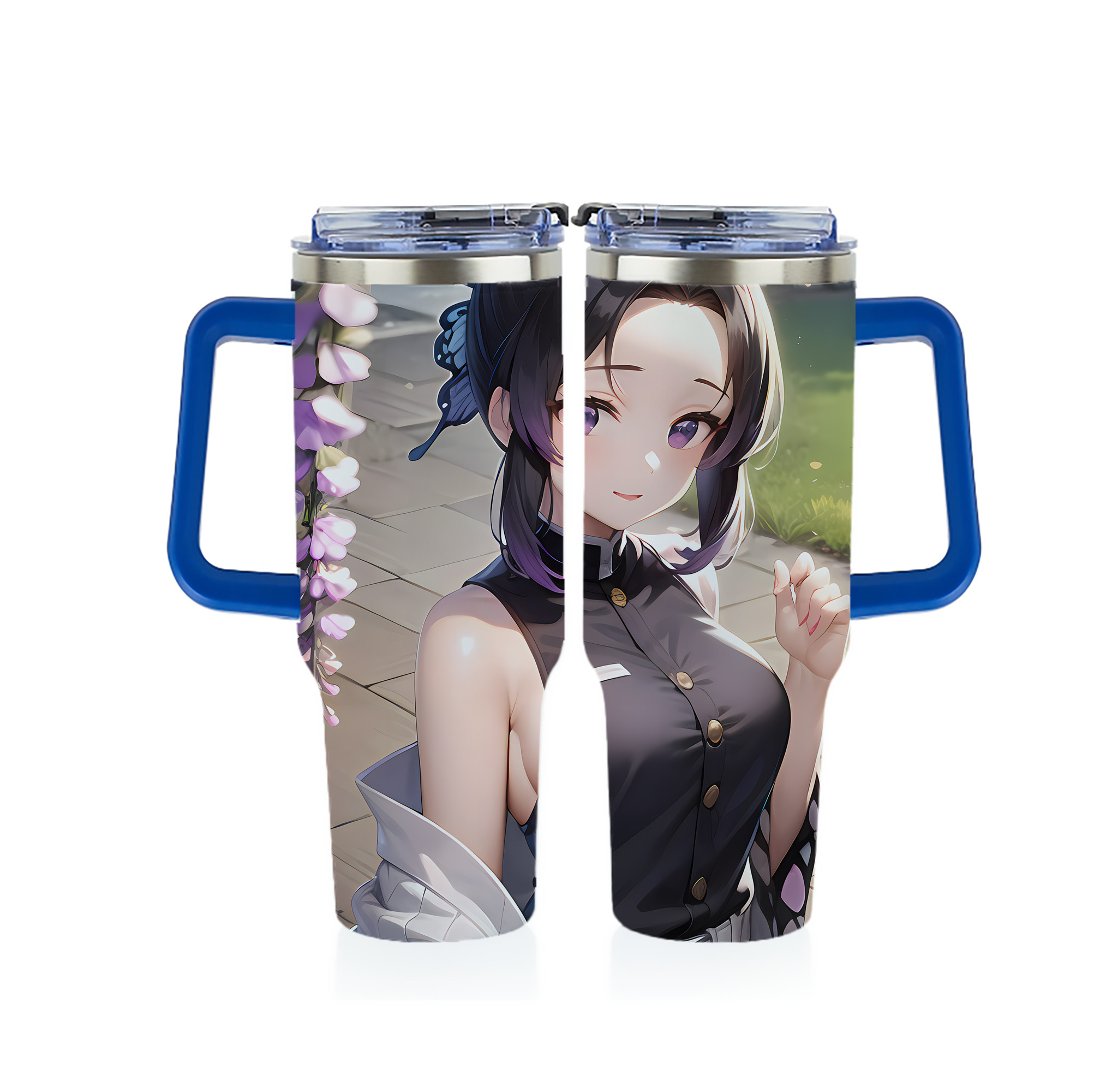 （画像用） 鬼滅の刃（きめつのやいば）蟲柱-胡蝶 しのぶ／こちょう しのぶ Kochou Shinobu 1200ｍLフルプリント車用タンブラー