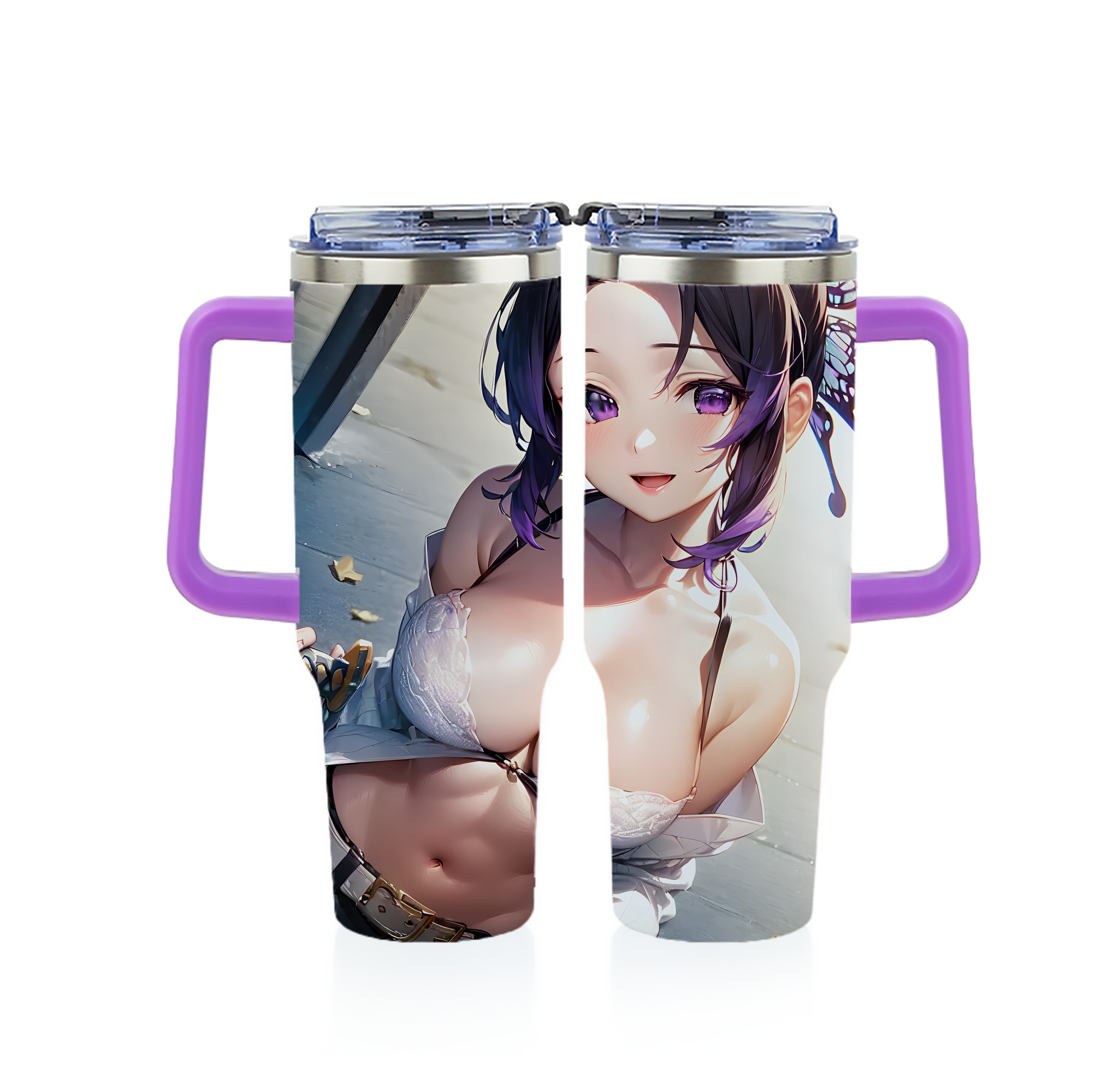 （画像用） 鬼滅の刃（きめつのやいば）蟲柱-胡蝶 しのぶ／こちょう しのぶ Kochou Shinobu 1200ｍLフルプリント車用タンブラー