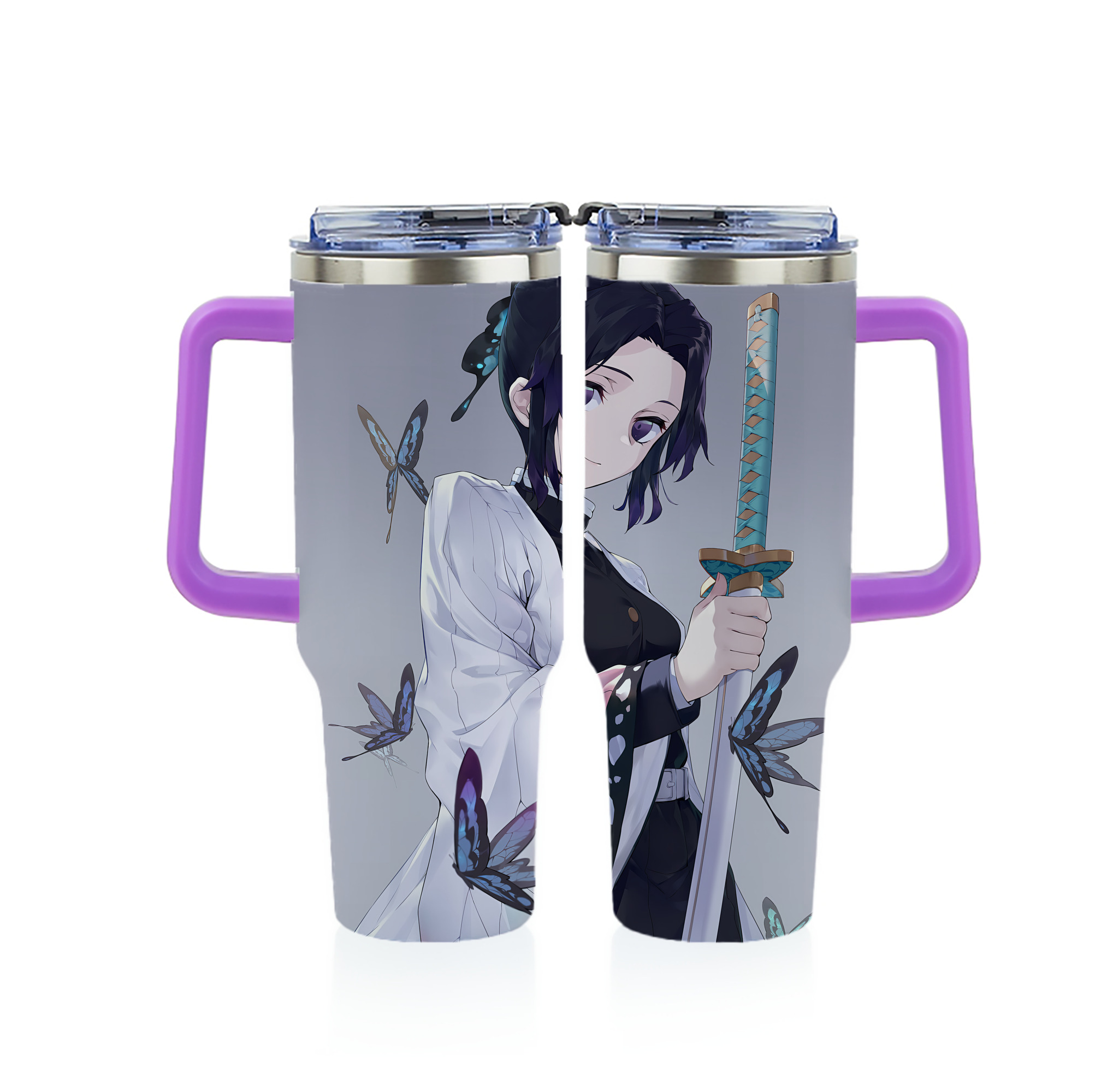 （画像用） 鬼滅の刃（きめつのやいば）蟲柱-胡蝶 しのぶ／こちょう しのぶ Kochou Shinobu 1200ｍLフルプリント車用タンブラー