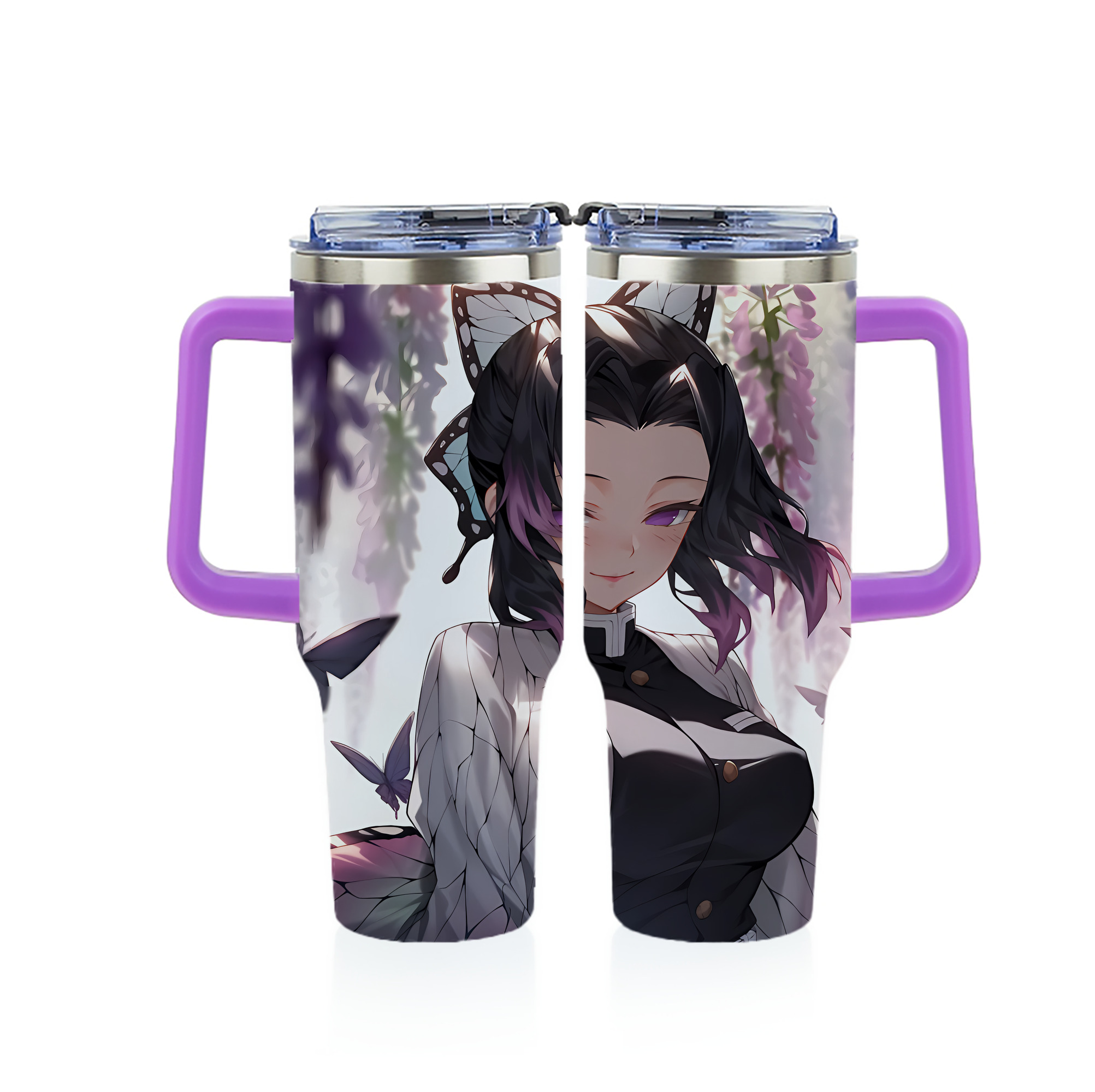 （画像用） 鬼滅の刃（きめつのやいば）蟲柱-胡蝶 しのぶ／こちょう しのぶ Kochou Shinobu 1200ｍLフルプリント車用タンブラー