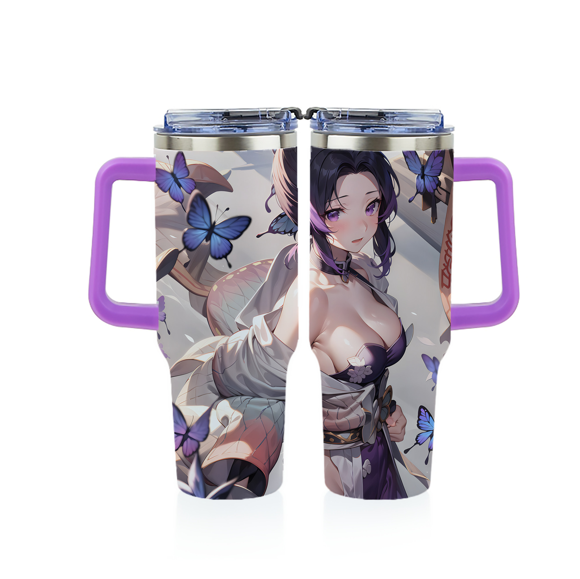 （画像用） 鬼滅の刃（きめつのやいば）蟲柱-胡蝶 しのぶ／こちょう しのぶ Kochou Shinobu 1200ｍLフルプリント車用タンブラー