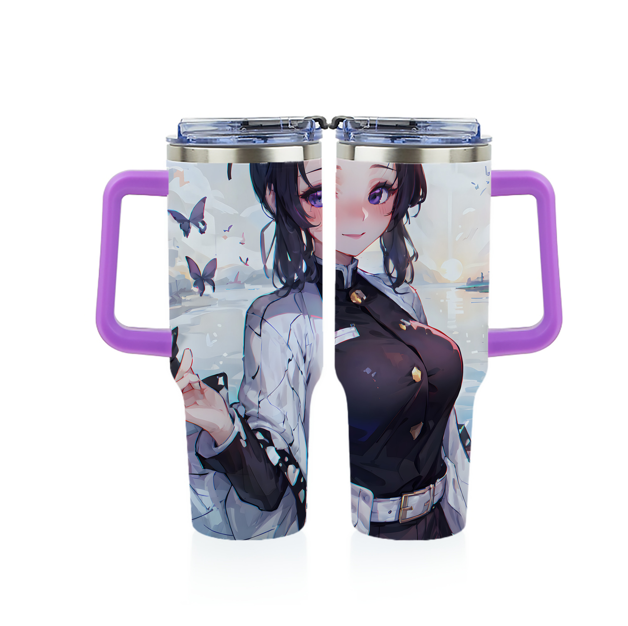 （画像用） 鬼滅の刃（きめつのやいば）蟲柱-胡蝶 しのぶ／こちょう しのぶ Kochou Shinobu 1200ｍLフルプリント車用タンブラー