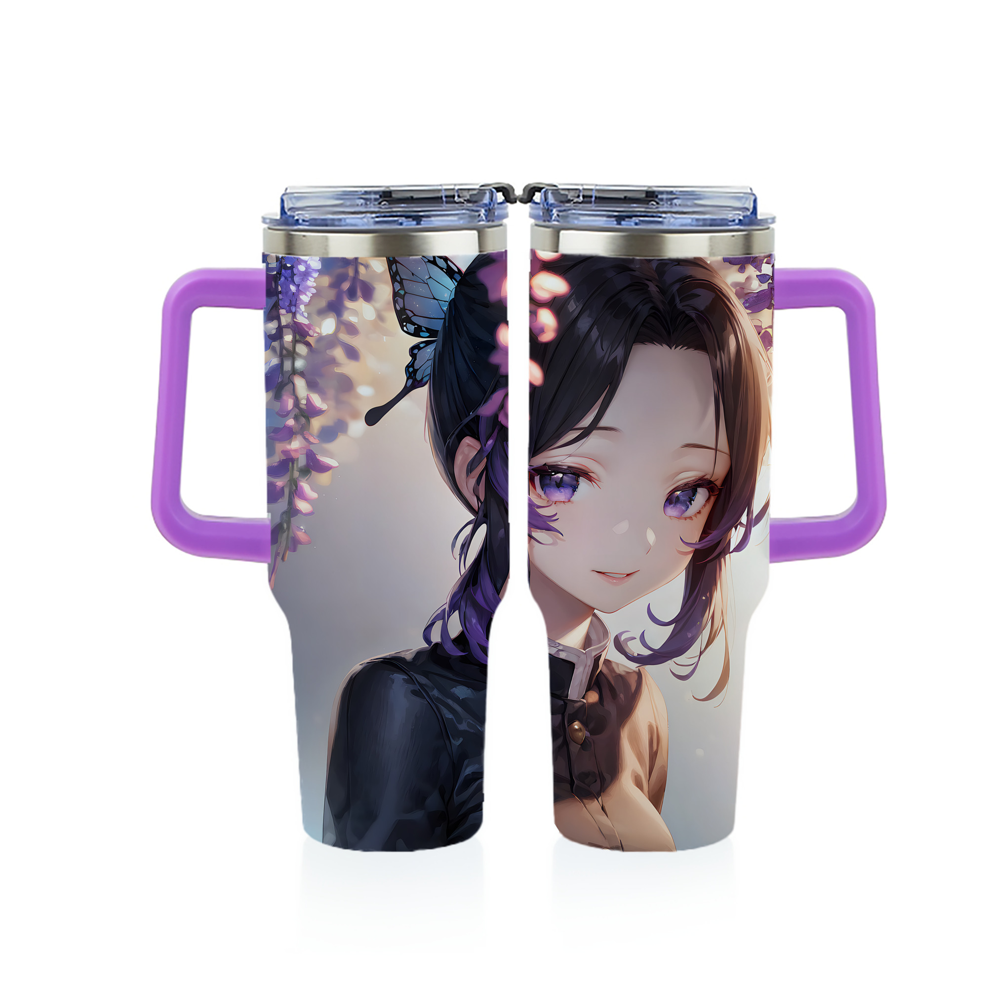 （画像用） 鬼滅の刃（きめつのやいば）蟲柱-胡蝶 しのぶ／こちょう しのぶ Kochou Shinobu 1200ｍLフルプリント車用タンブラー