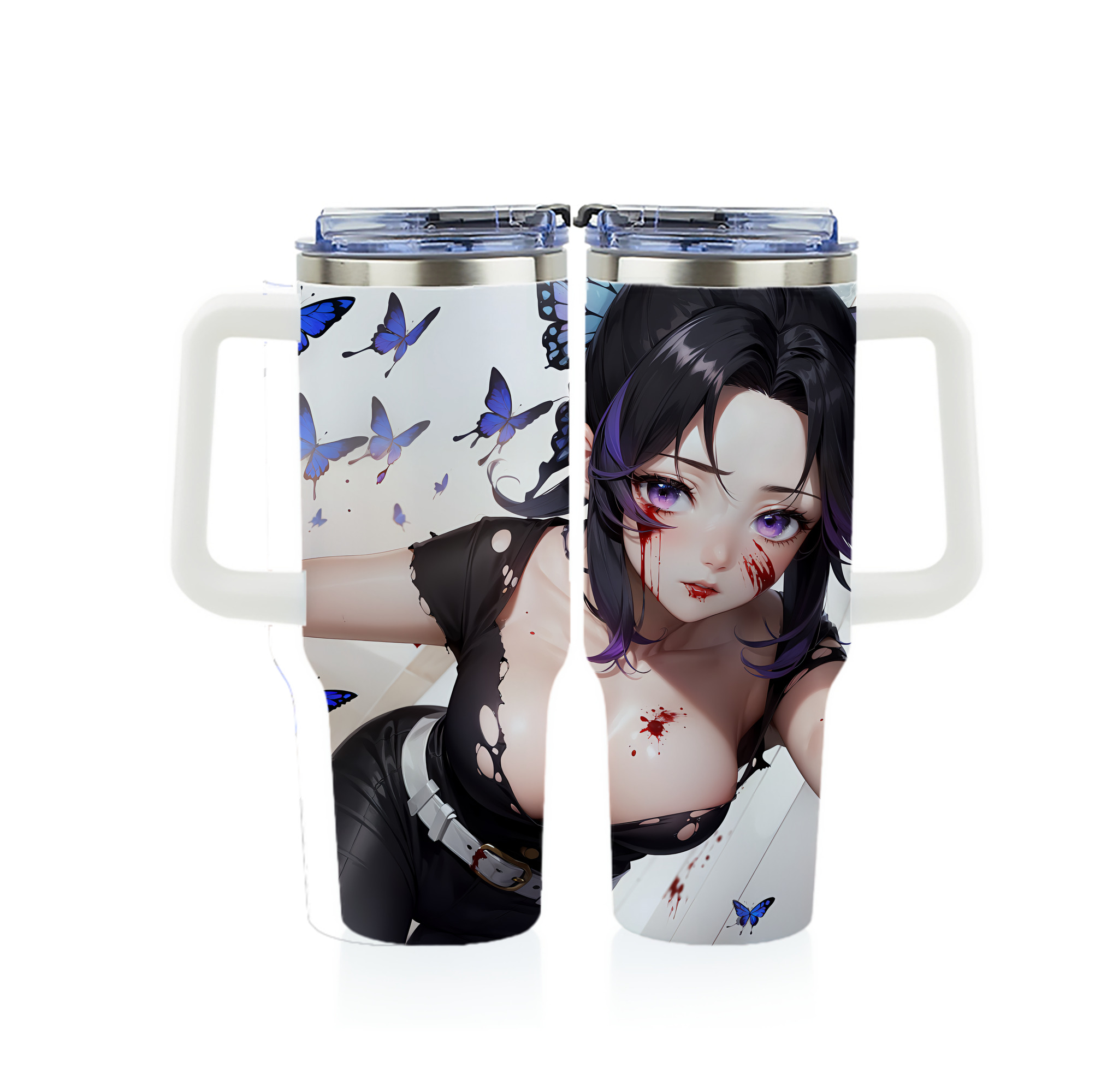 （画像用） 鬼滅の刃（きめつのやいば）蟲柱-胡蝶 しのぶ／こちょう しのぶ Kochou Shinobu 1200ｍLフルプリント車用タンブラー