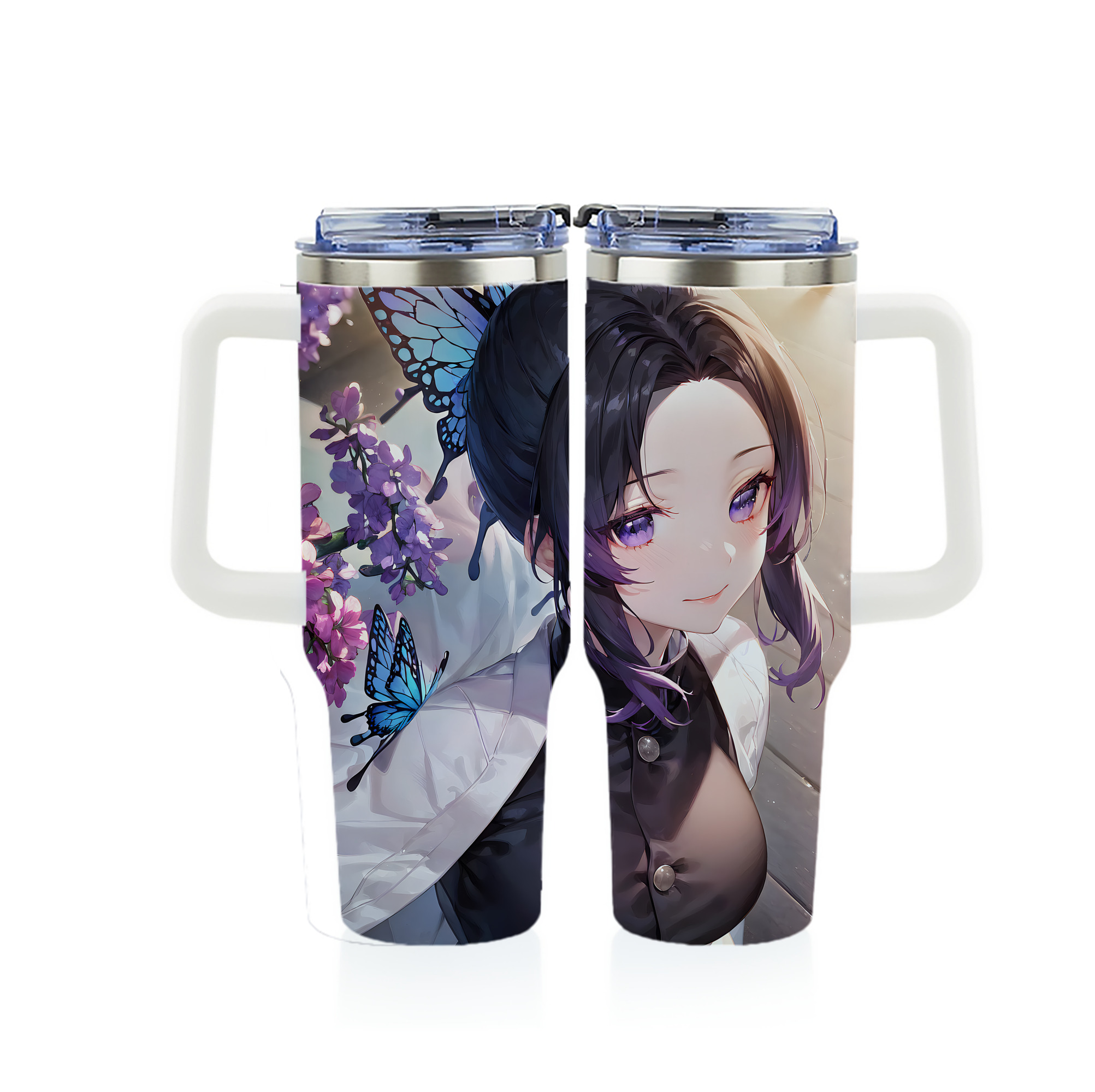 （画像用） 鬼滅の刃（きめつのやいば）蟲柱-胡蝶 しのぶ／こちょう しのぶ Kochou Shinobu 1200ｍLフルプリント車用タンブラー