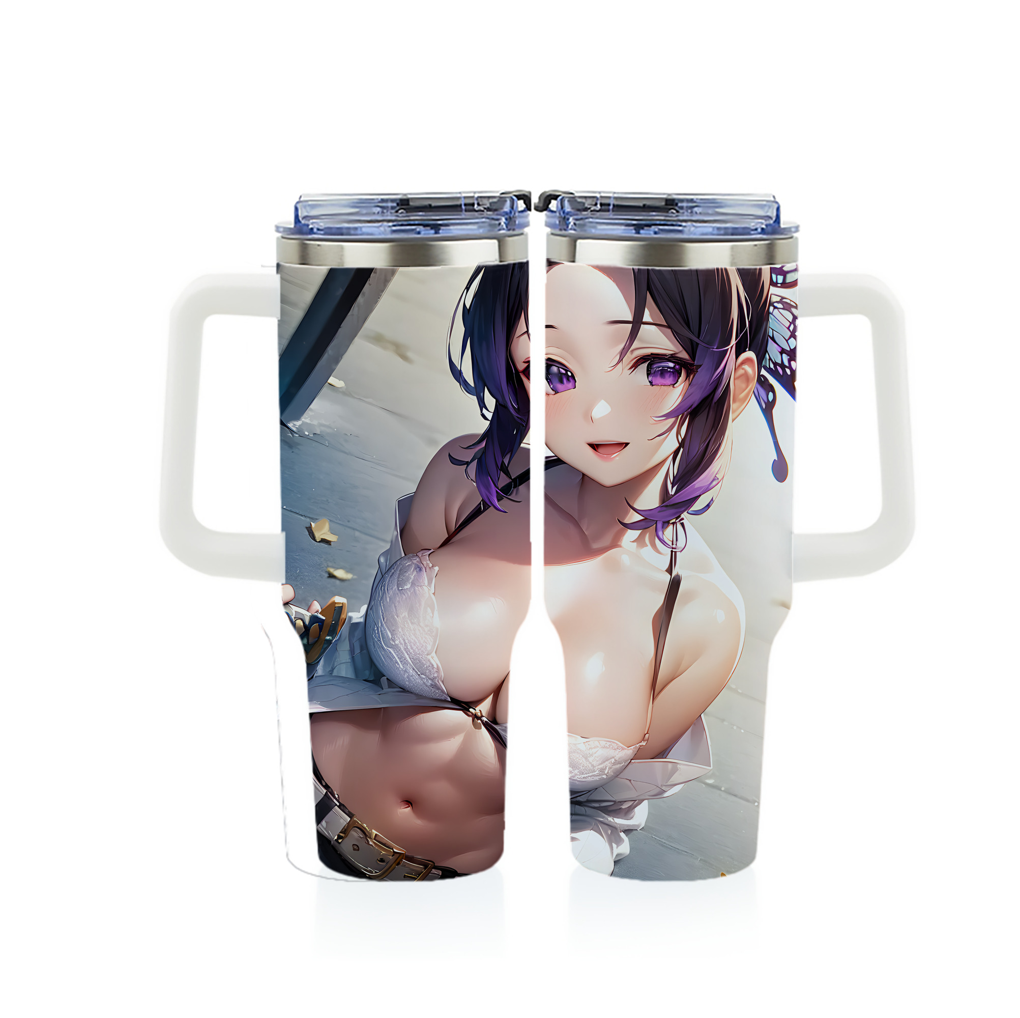 （画像用） 鬼滅の刃（きめつのやいば）蟲柱-胡蝶 しのぶ／こちょう しのぶ Kochou Shinobu 1200ｍLフルプリント車用タンブラー