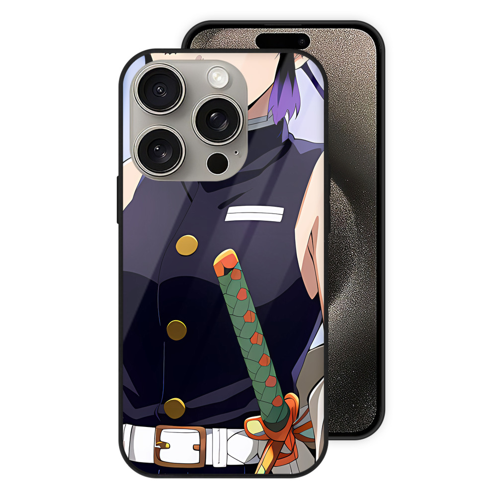 （画像用） 鬼滅の刃（きめつのやいば）蟲柱-胡蝶 しのぶ／こちょう しのぶ Kochou Shinobu 【iPhone15Pro対応】スマホケース 耐衝撃＆黄変防止 背面ガラス
