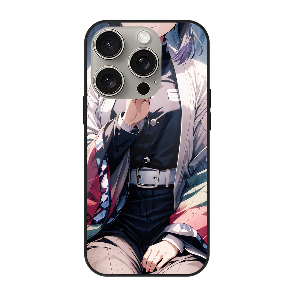 （画像用） 鬼滅の刃（きめつのやいば）蟲柱-胡蝶 しのぶ／こちょう しのぶ Kochou Shinobu 【iPhone15Pro対応】スマホケース 耐衝撃＆黄変防止 背面ガラス