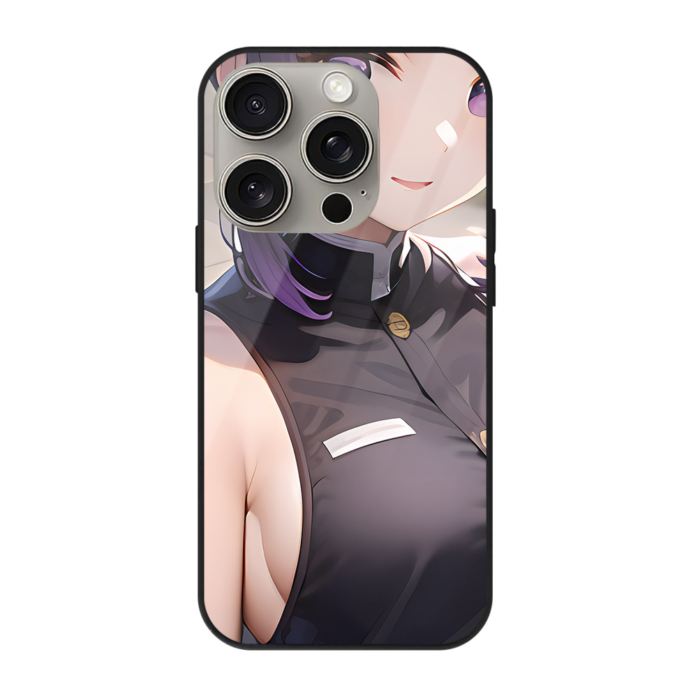 （画像用） 鬼滅の刃（きめつのやいば）蟲柱-胡蝶 しのぶ／こちょう しのぶ Kochou Shinobu 【iPhone15Pro対応】スマホケース 耐衝撃＆黄変防止 背面ガラス