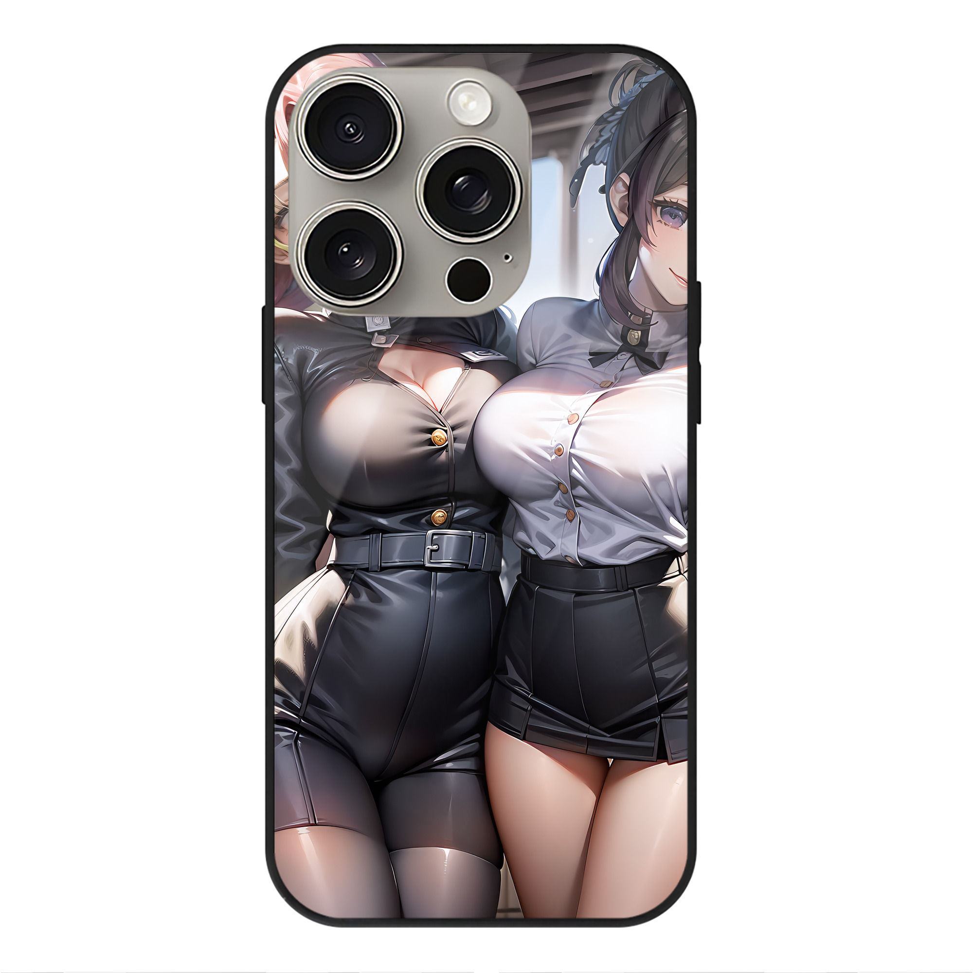 （画像用） 鬼滅の刃（きめつのやいば）蟲柱-胡蝶 しのぶ／こちょう しのぶ Kochou Shinobu 【iPhone15Pro対応】スマホケース 耐衝撃＆黄変防止 背面ガラス