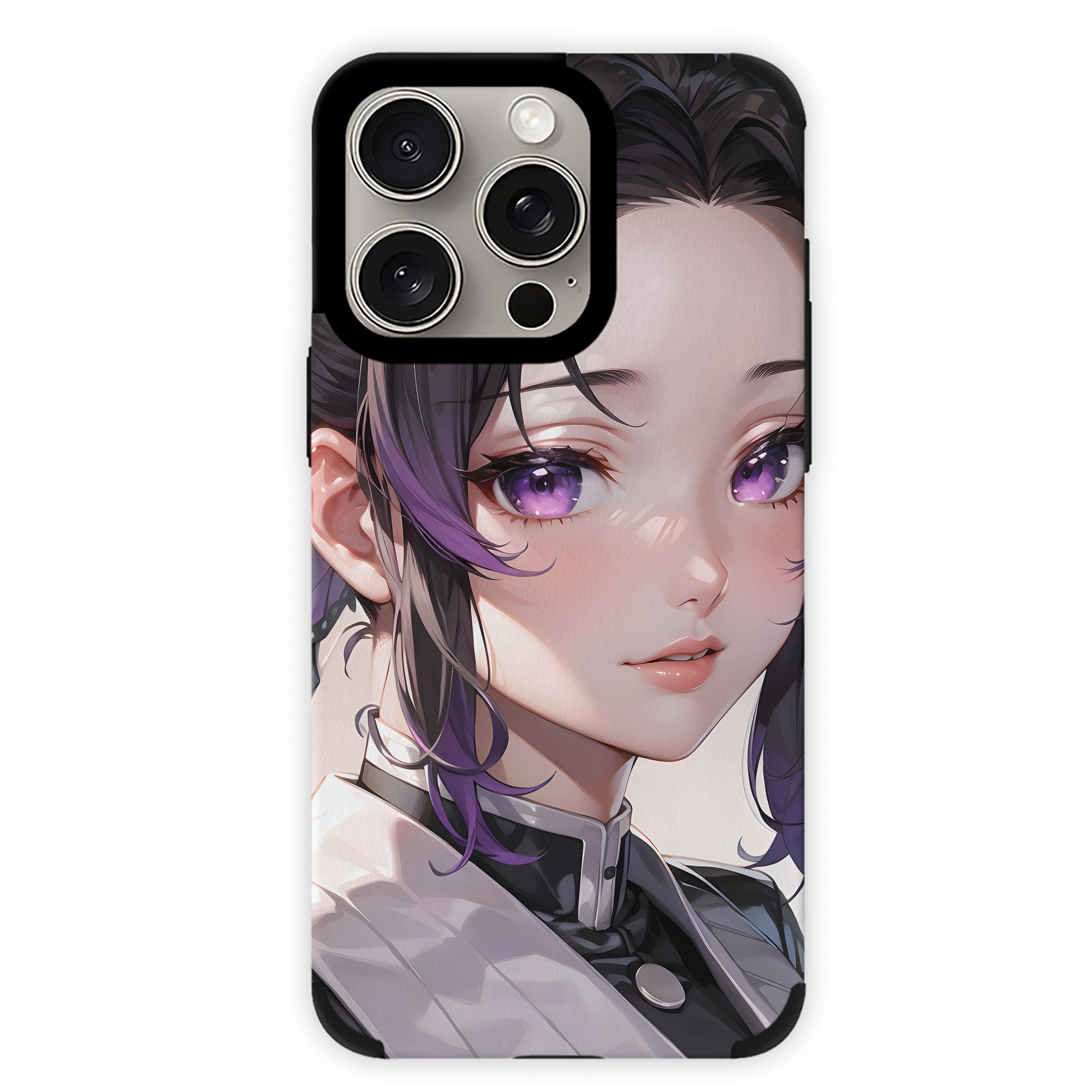 （画像用） 鬼滅の刃（きめつのやいば）蟲柱-胡蝶 しのぶ／こちょう しのぶ Kochou Shinobu 【iPhone15ProMax対応】 PUレザー スマホケース 耐衝撃＆黄変防止