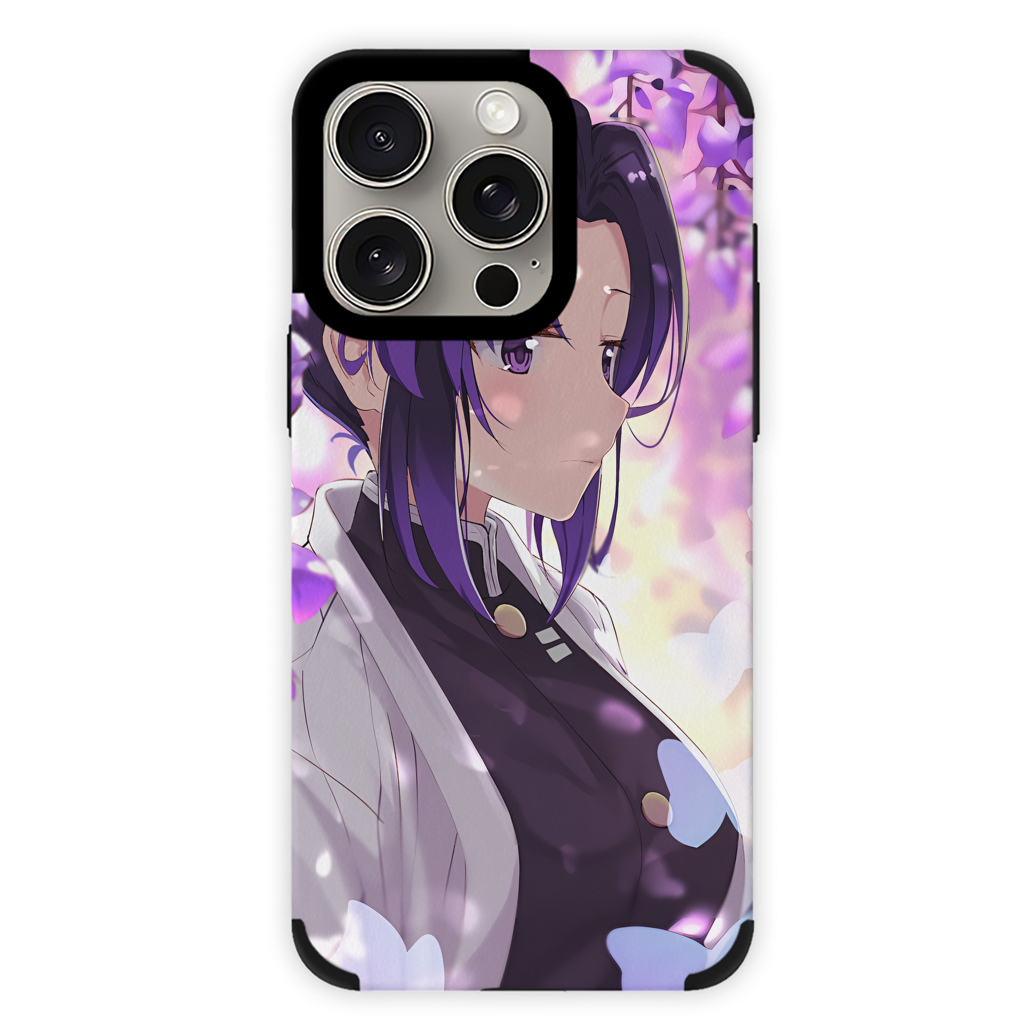 （画像用） 鬼滅の刃（きめつのやいば）蟲柱-胡蝶 しのぶ／こちょう しのぶ Kochou Shinobu 【iPhone15ProMax対応】 PUレザー スマホケース 耐衝撃＆黄変防止
