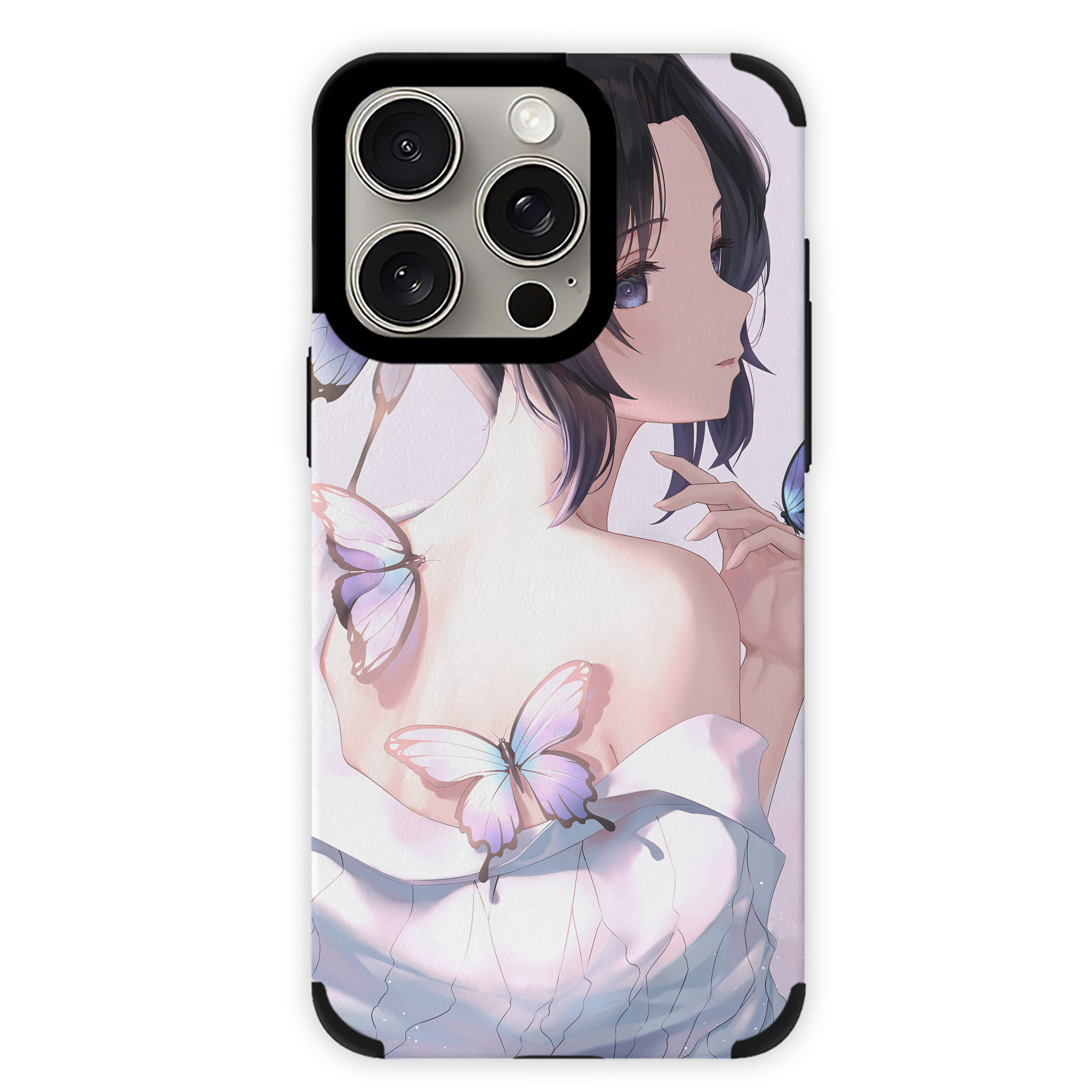 （画像用） 鬼滅の刃（きめつのやいば）蟲柱-胡蝶 しのぶ／こちょう しのぶ Kochou Shinobu 【iPhone15ProMax対応】 PUレザー スマホケース 耐衝撃＆黄変防止